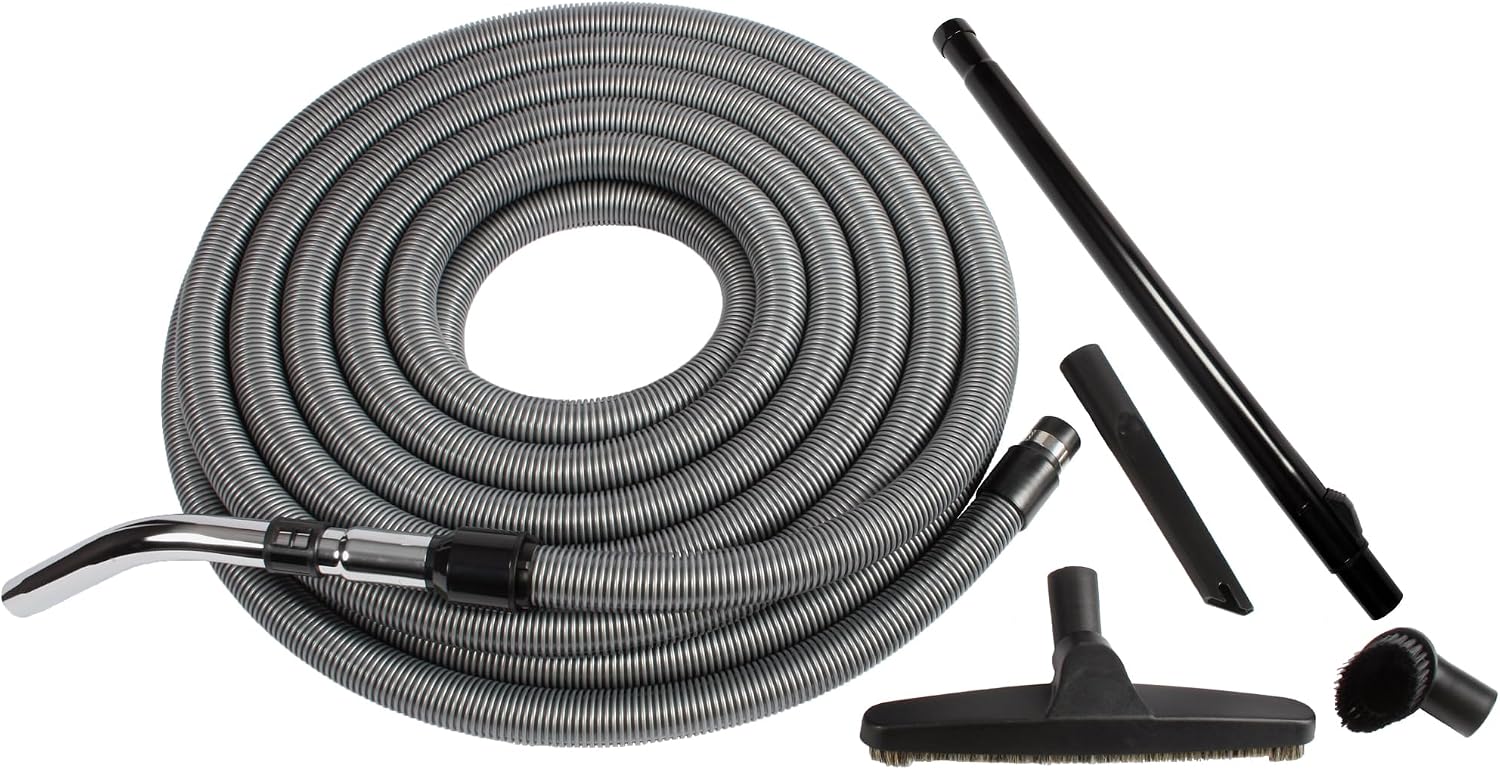 Cen-Tec Systems 94346 50 Ft. Vacuum Hose with Accessory Set Silver