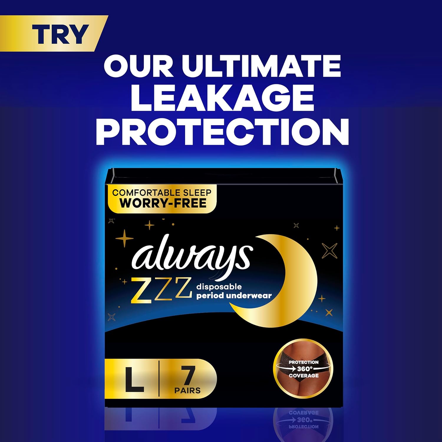 Always Ultra Thin Feminine Pads with Wings for Women, Size 5, Extra Heavy Overnight Absorbency, Unscented, Up to 100% Leak-Free Comfort, 34 Count