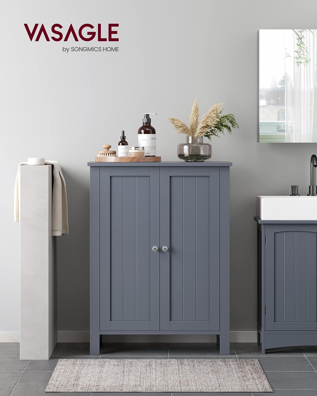 VASAGLE Floor Storage Cabinet, Freestanding Storage Unit with 3 Drawers, 1 Adjustable Shelf, for Bathroom Living Room Dining Kitchen, 11.8 x 23.6 x 31.5 Inches, Cloud White UBBC049WH01S