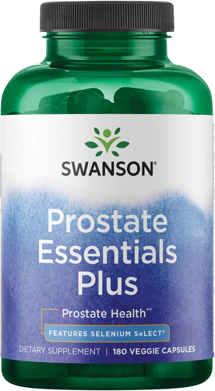 Swanson Prostate Essentials Plus Herbal Supplement for Men Over 40 Seeking Urinary and Prostate Health (180 Veggie Capsules)