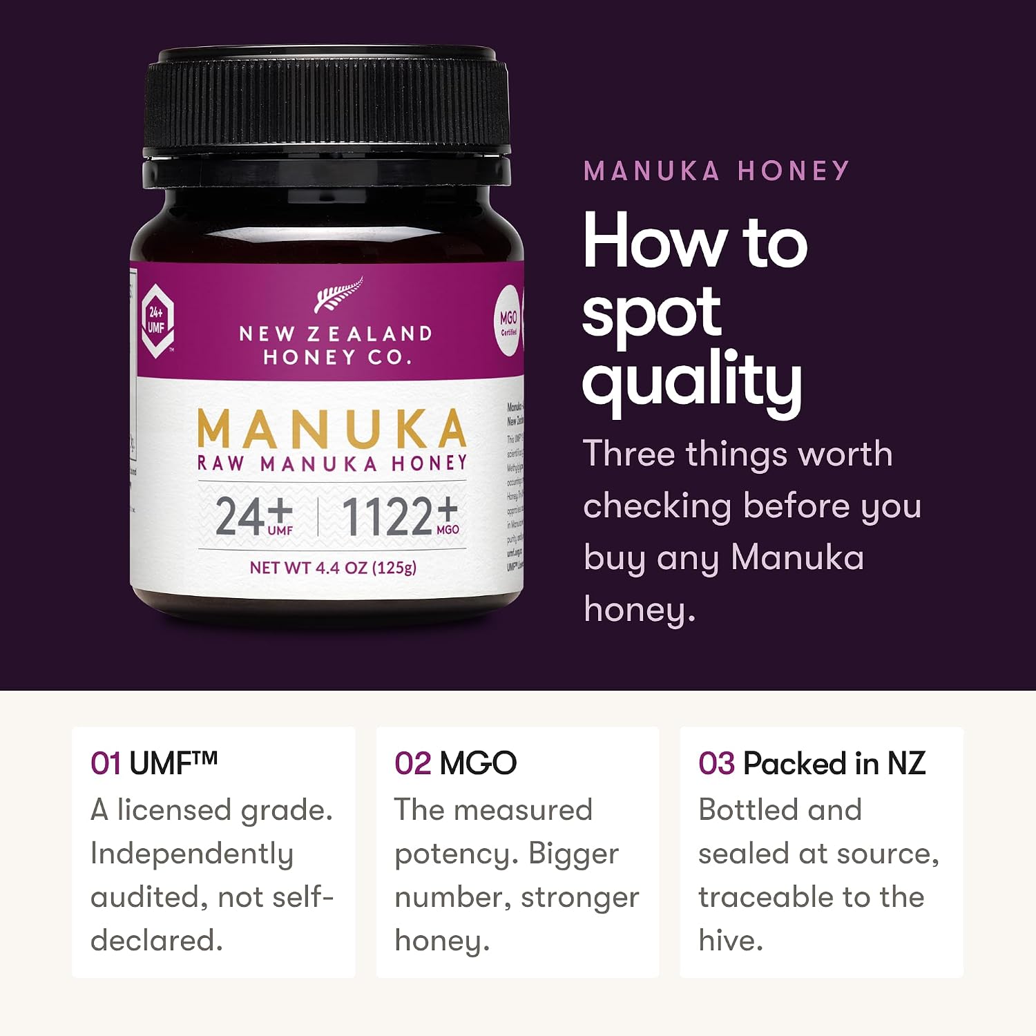 Raw Manuka Honey UMF 24+ MGO 1122+, UMF Certified, 3rd Party Tested, 8.8oz