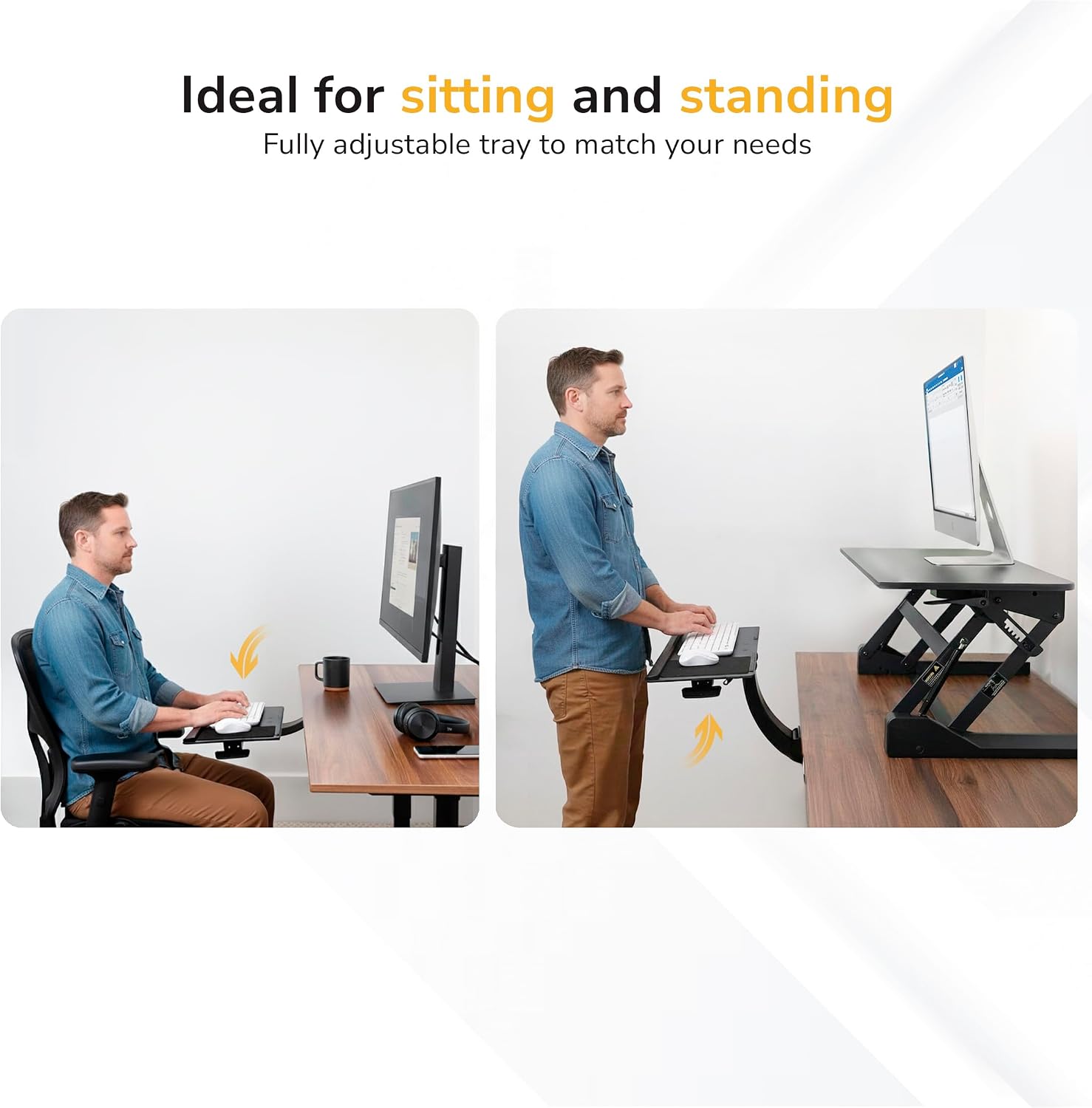 Mount-It! Under Desk Keyboard Tray, Adjustable Slide-Out Keyboard & Mouse Platform, 26.5" W × 10" D, Ergonomic Wrist Rest, Height Tilt & Swivel