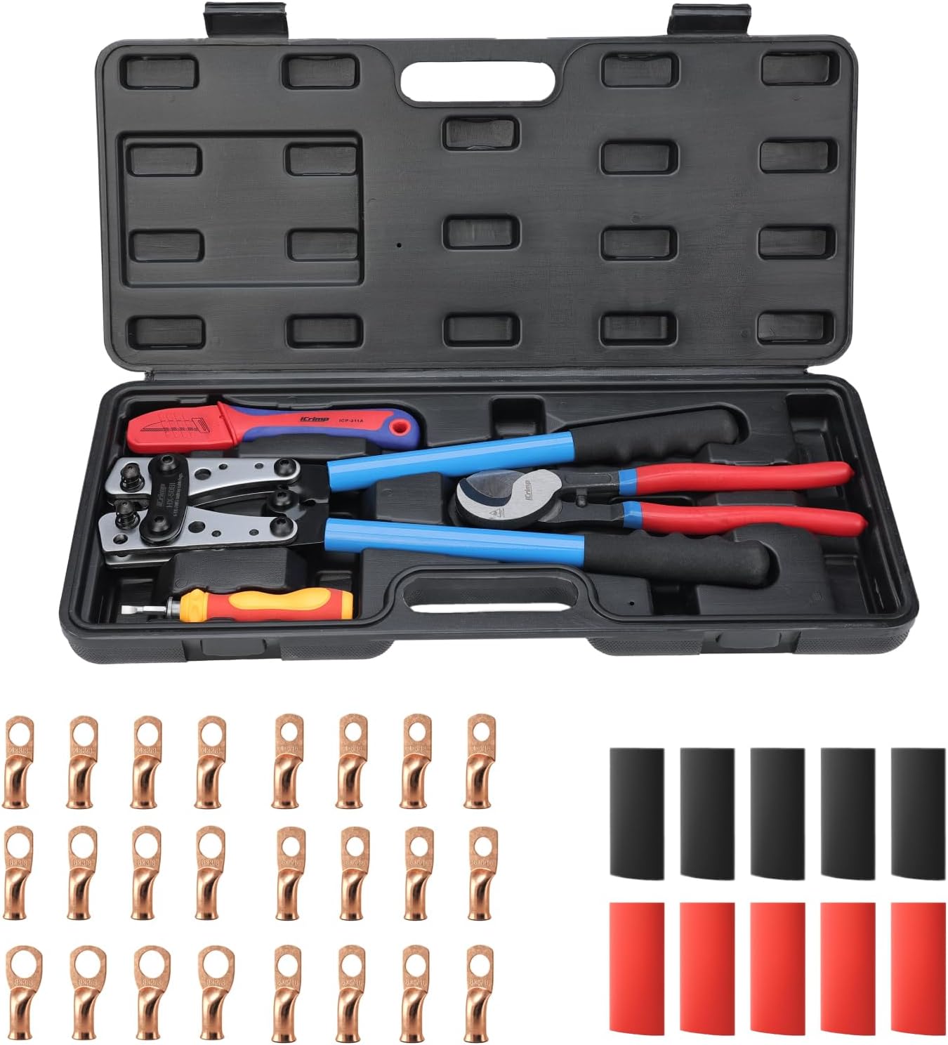 iCrimp Cable Lug Crimping Tool for Heavy Duty Wire Lugs AWG 8-1/0 | Battery Cable Crimper, Battery Terminal, Copper Lugs