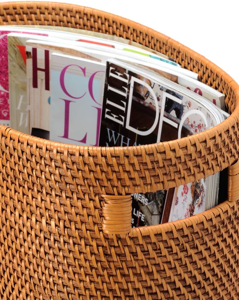 KOUBOO Laguna Rattan Magazine Rack – Stylish Woven Basket for Organizer Books