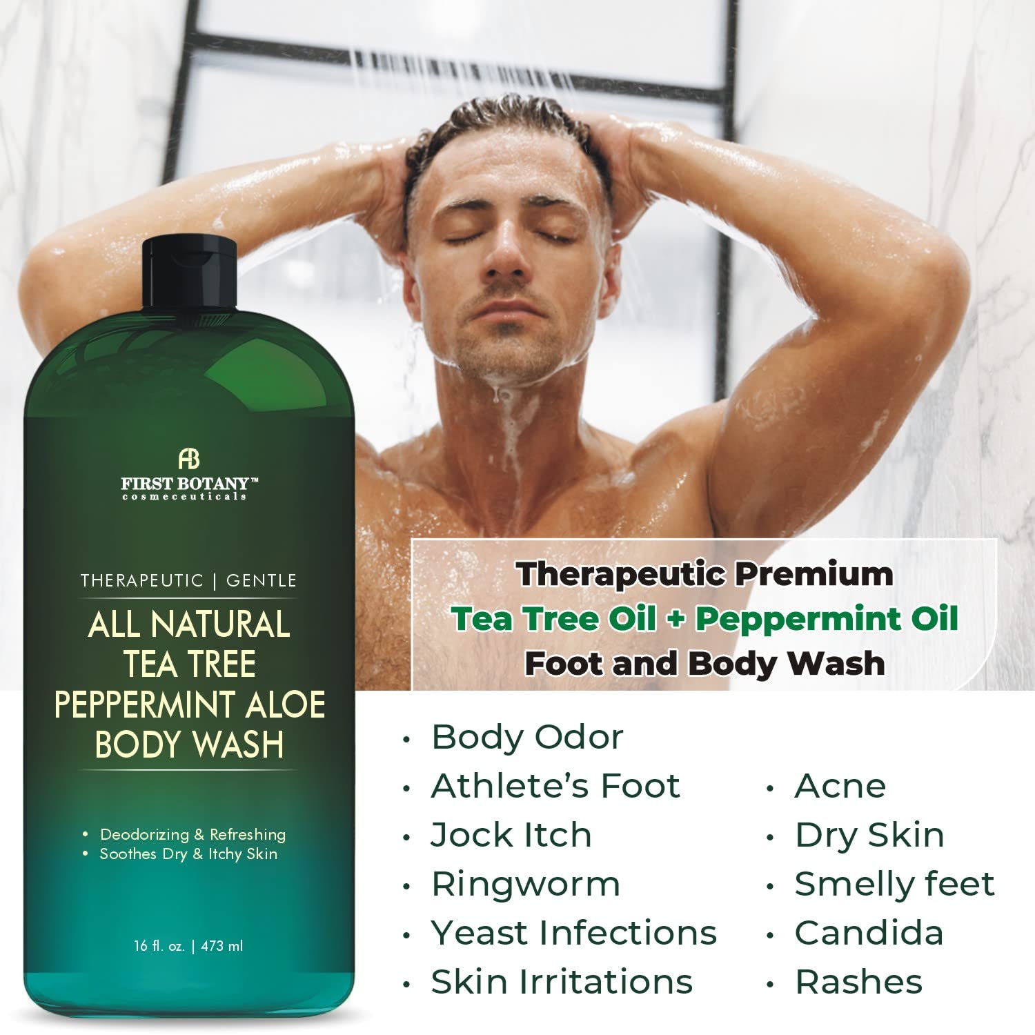 Tea Tree Eucalyptus Body Wash & Skin Cleanser for Women & Men, 16 Fl Oz