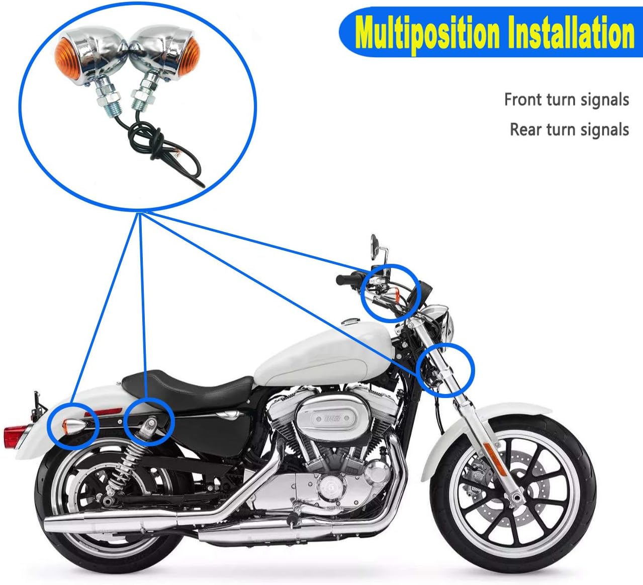 Universal Motorcycle Turn Signals Bullet Blinker Indicator Lights Amber Lamp Light for Sportster Cruiser Bobber Chopper Harley Honda Yamaha Kawasaki