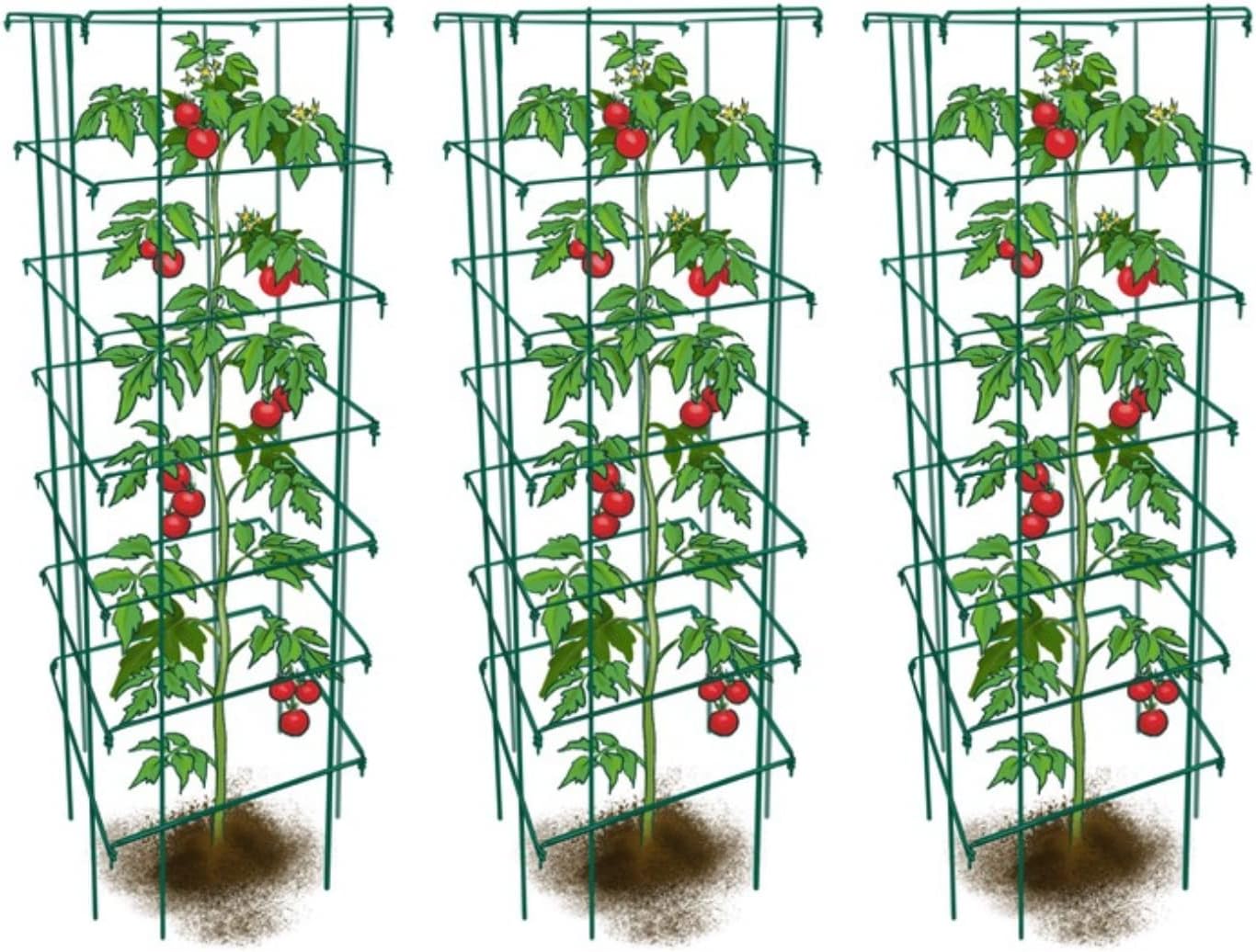 Happy Trees Large Heavy Duty Folding Tomato Cages, 3-Pack, Made in USA