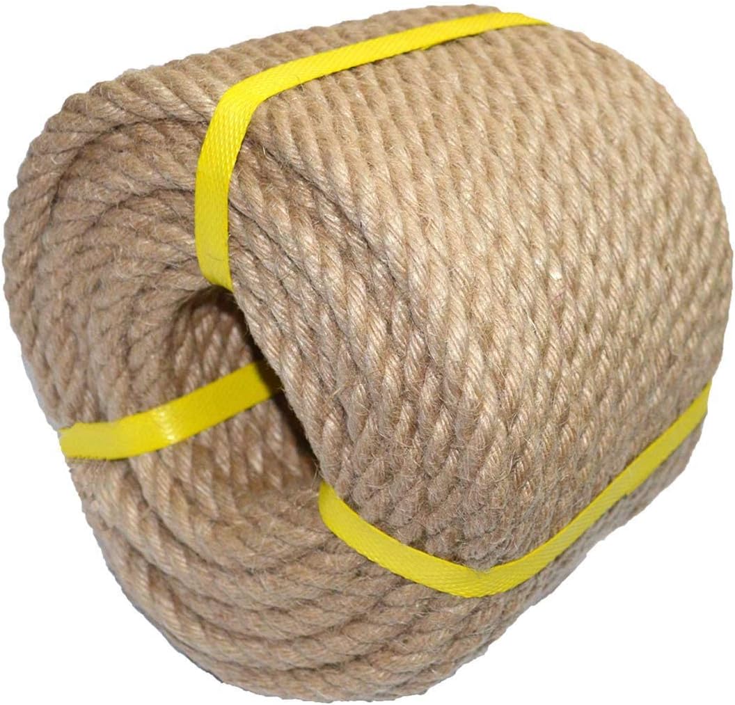 100% Natural Hemp Rope Twisted Jute Rope 100 Feet 1/2 Inch 4 Ply Hemp Ropes All Purpose Cord for Crafts