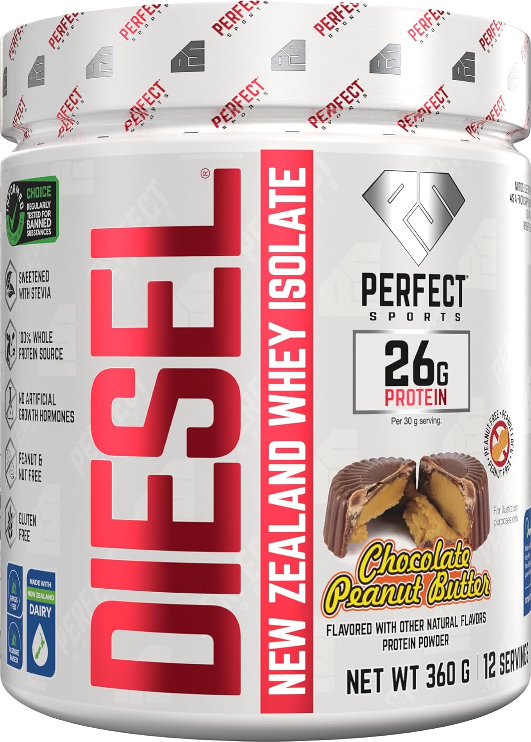 PERFECT SPORTS Diesel Whey Protein Isolate, Milk Chocolate, 2 lb