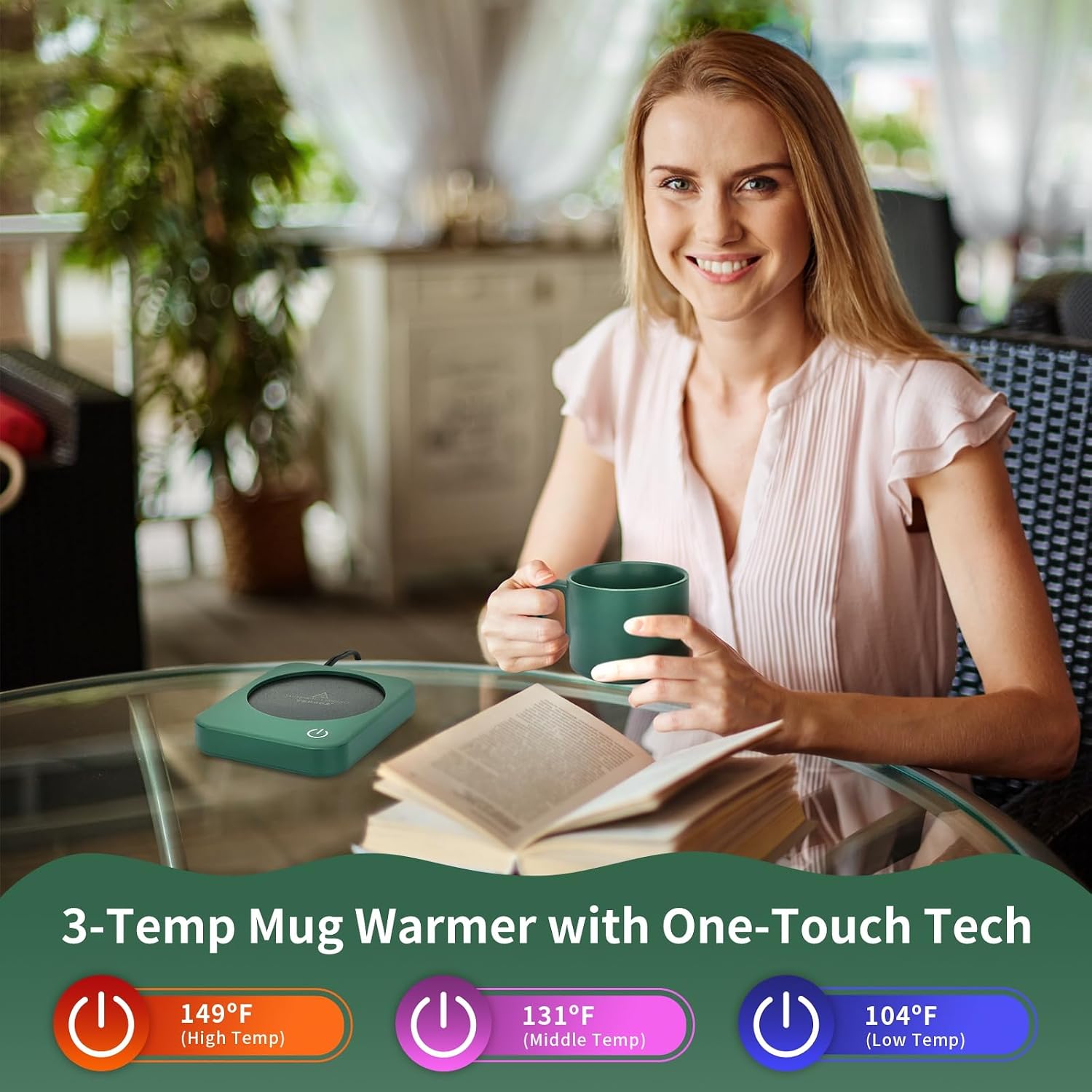 VOBAGA Coffee Mug Warmer for Desk with Auto Shut Off & 3-Temp Settings, Coffee Cup Warmer with Smart Safety Alert Home Office Accessory