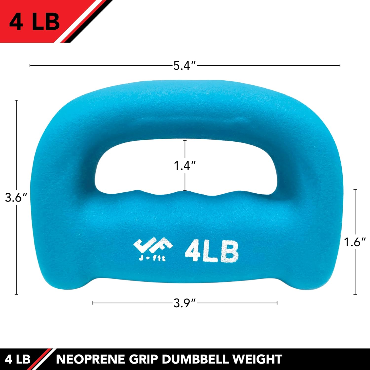 JFIT Neoprene D Grip Dumbbells - Single Weights 1LB-5LB - Premium Non-Slip, Hand Weights, Ergonomic Design