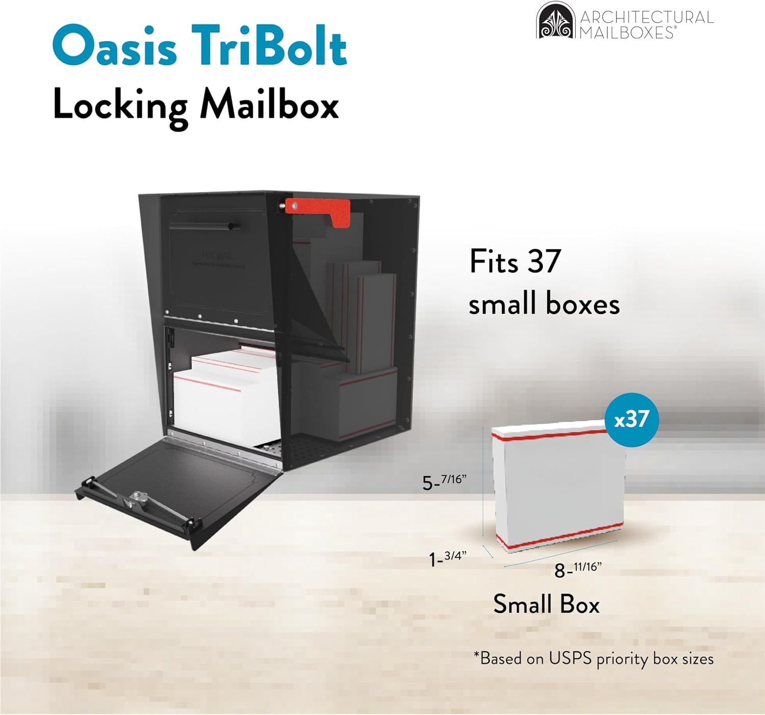 Architectural Mailboxes Oasis TriBolt Locking Post Mount Mailbox, Black