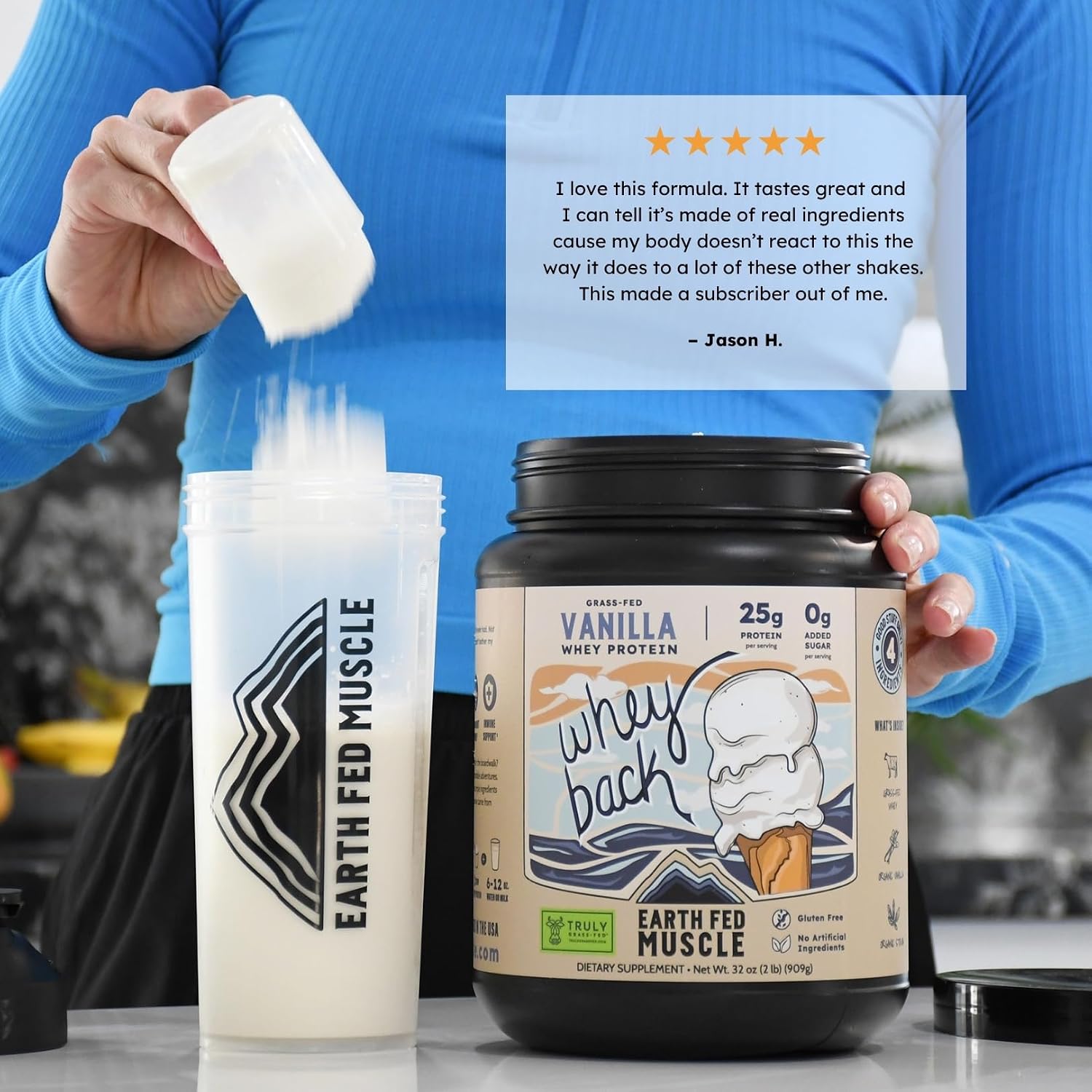 Earth Fed Muscle Whey Back Vanilla Irish Grass Fed Whey Protein Isolate | 25g protein per scoop, Third-Party Certified. Smooth vanilla, zero artificial sweeteners. Cold-processed in Ireland.