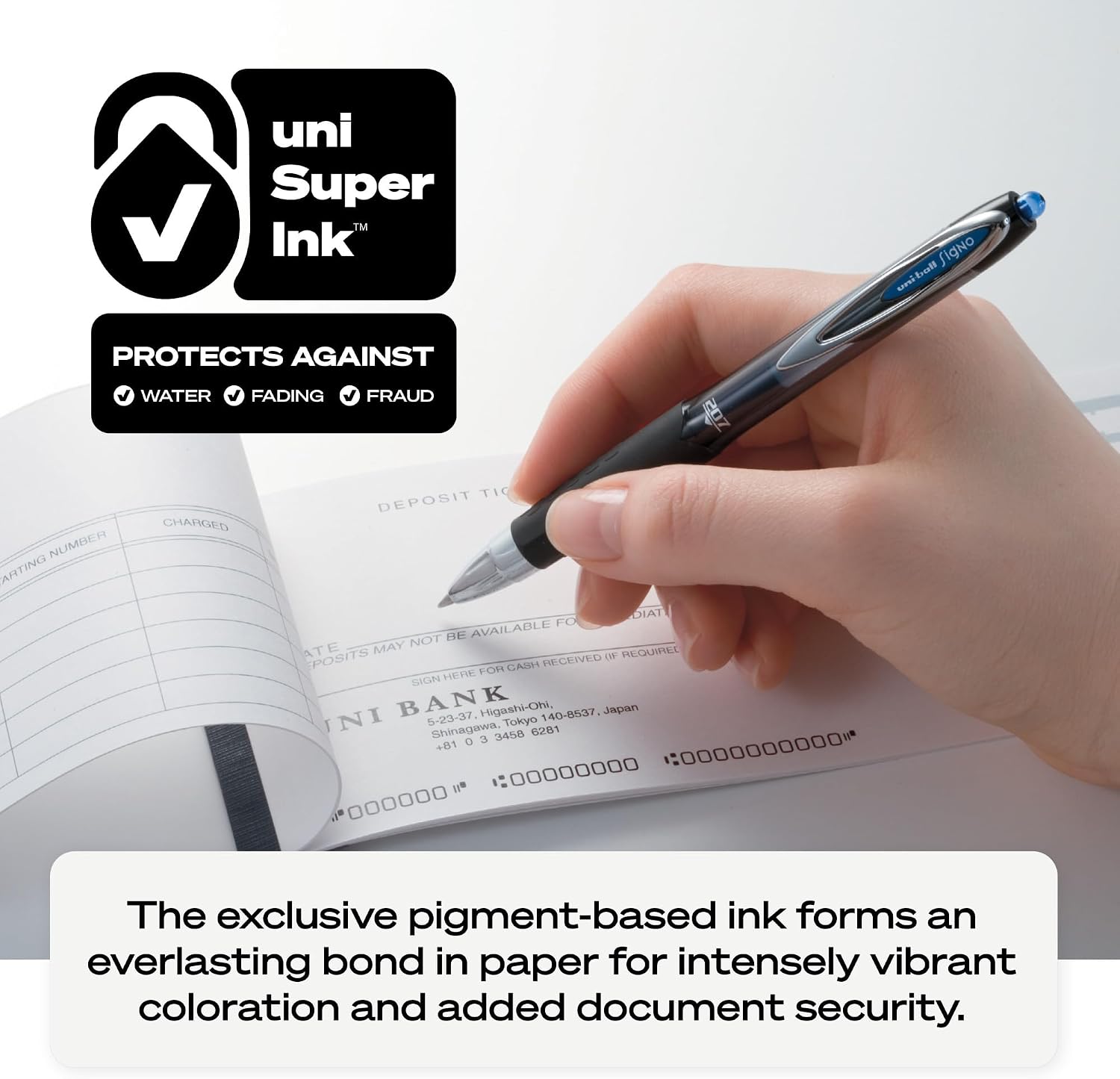 uniball™ 207 Gel Pens, Black Ink, 0.7mm Medium Point, Retractable, 12 Count | Smooth Writing, Fraud-Resistant, uni Super Ink™