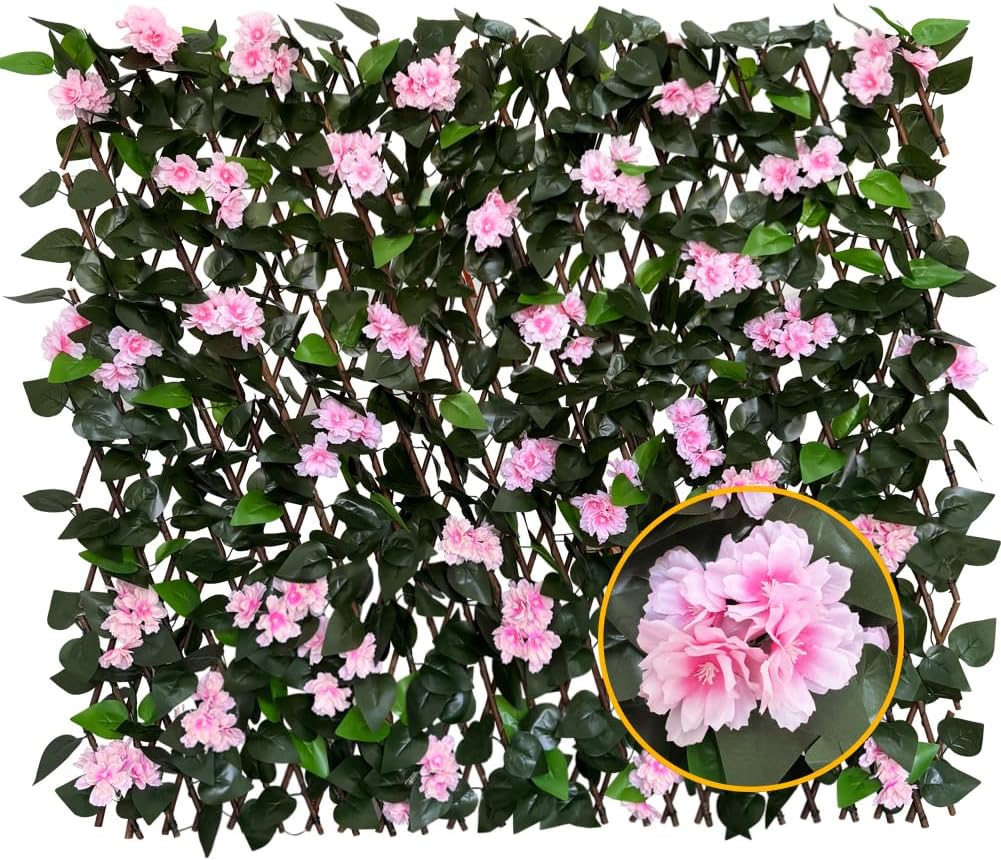 Expandable Fence Privacy Screen for Balcony Patio Outdoor,Decorative Faux Ivy Fencing Panel,Artificial Hedges (Single Sided Leaves)……