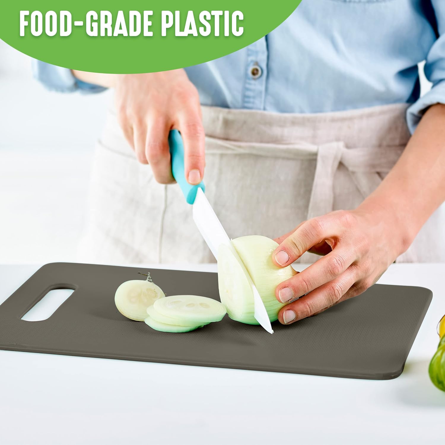 GreenLife Cutting Board Set 8x12" & 10x14", Extra Durable, Meal Prep, Non-Slip, Grip Handles, Crack Resistant, Dishwasher Safe, Reversible, Versatile Kitchen Essentials, Turquoise