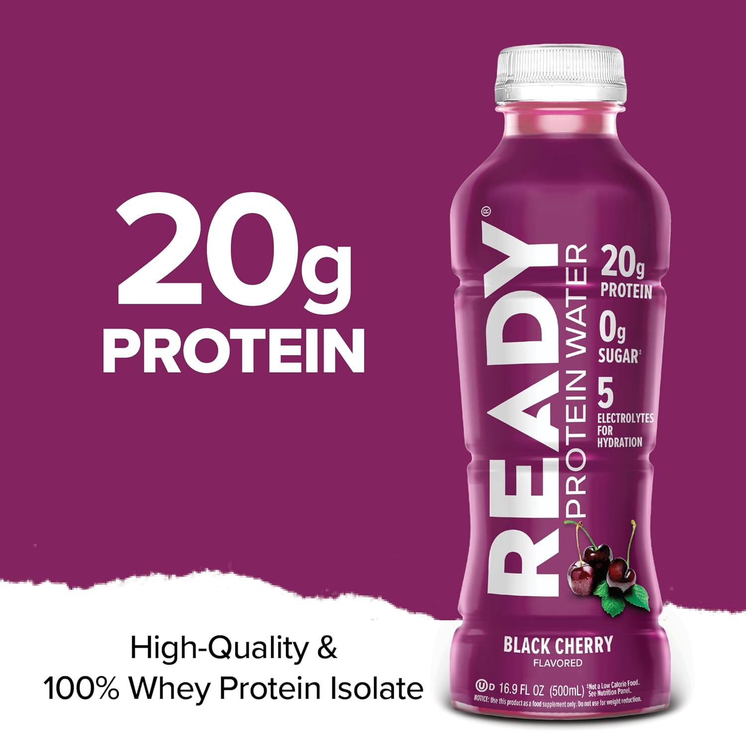 Ready Clear Protein Water, Blueberry, 20g Whey Protein Isolate, 12 Pack