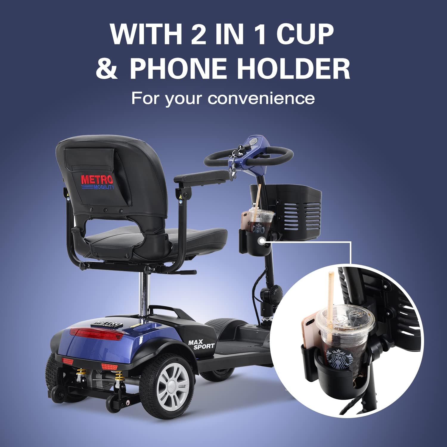 Metro Mobility 4 Wheel Powered Mobility Scooter for Seniors - 300 lbs Capacity Electric Mobility Scooter for Adults - Long Range Power Extended
