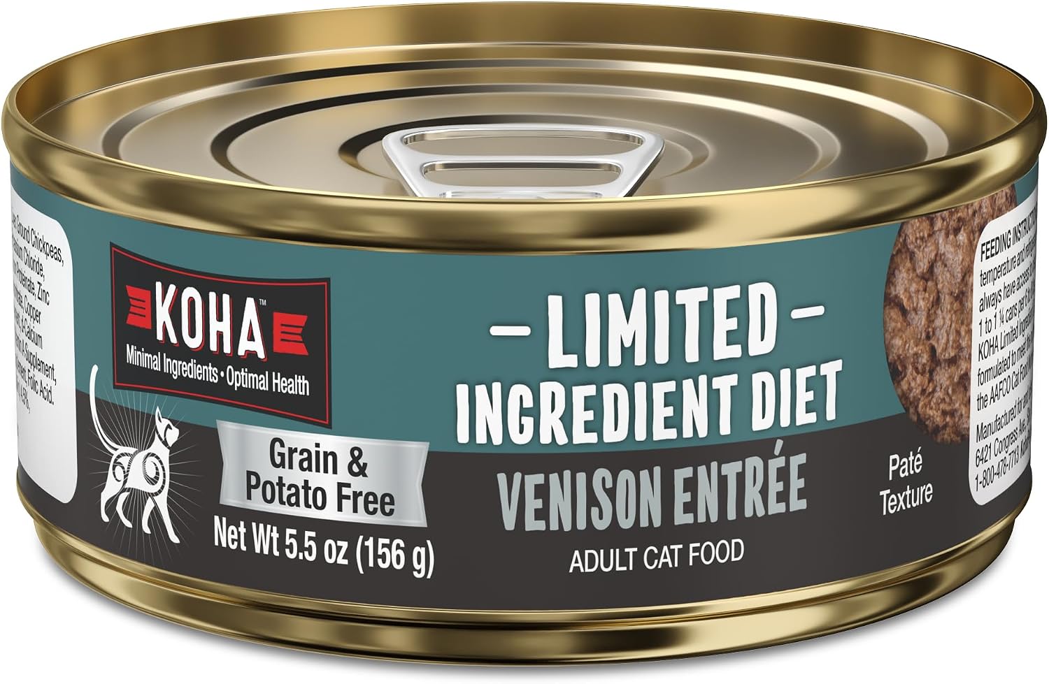KOHA Limited Ingredient Diet Kangaroo Pate for Cats, 5.5 oz Pack of 24 | Single meat protein, sensitive stomach formula, no fillers, wet cat food, made in USA