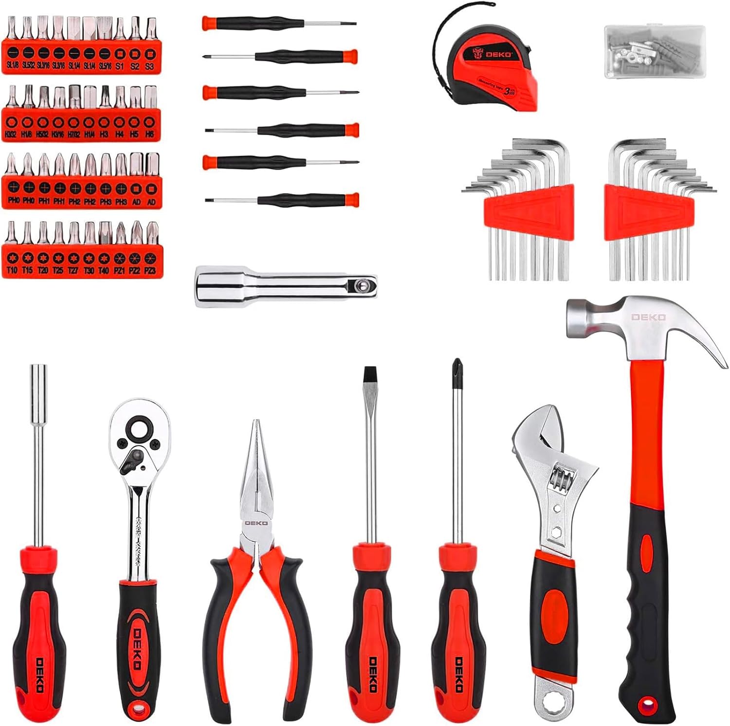 DEKOPRO 158 Piece Tool Set-General Household Hand Tool Kit,Auto Repair Tool Set, with Plastic Toolbox Storage Case