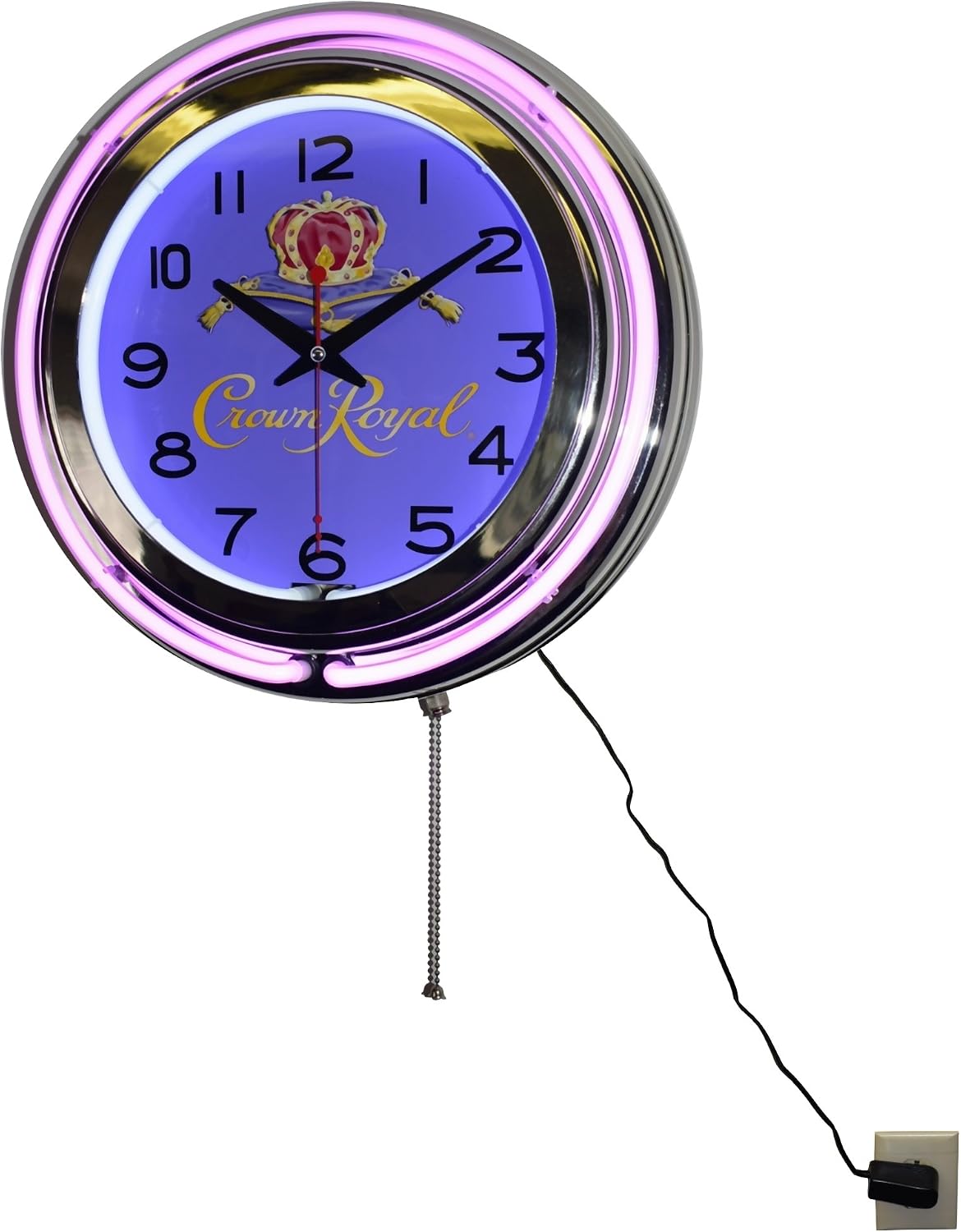 Crown Royal Whisky Logo Purple Double Neon Advertising Clock Man Cave Bar Decor