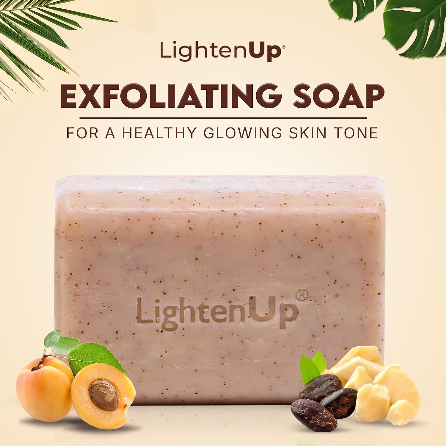 OMIC LightenUp, Exfoliating Soap - 200g / 7fl oz - Skin Brightening Soap, Cleansing Bar, Formulated to Fade Dark Spots, with Apricot, Glycerin