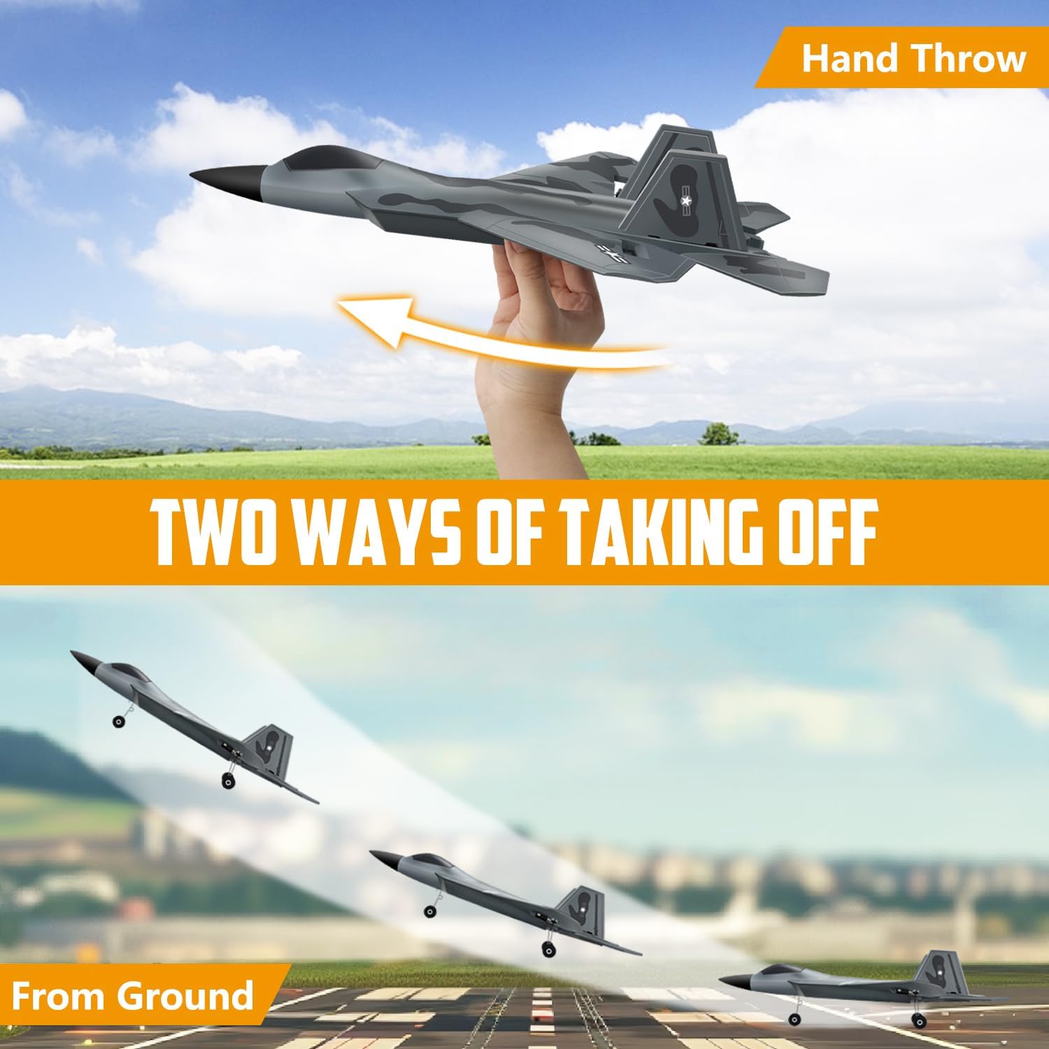 2CH F-22 RC Glider, Easy Fly RC Plane for Kids & Beginners