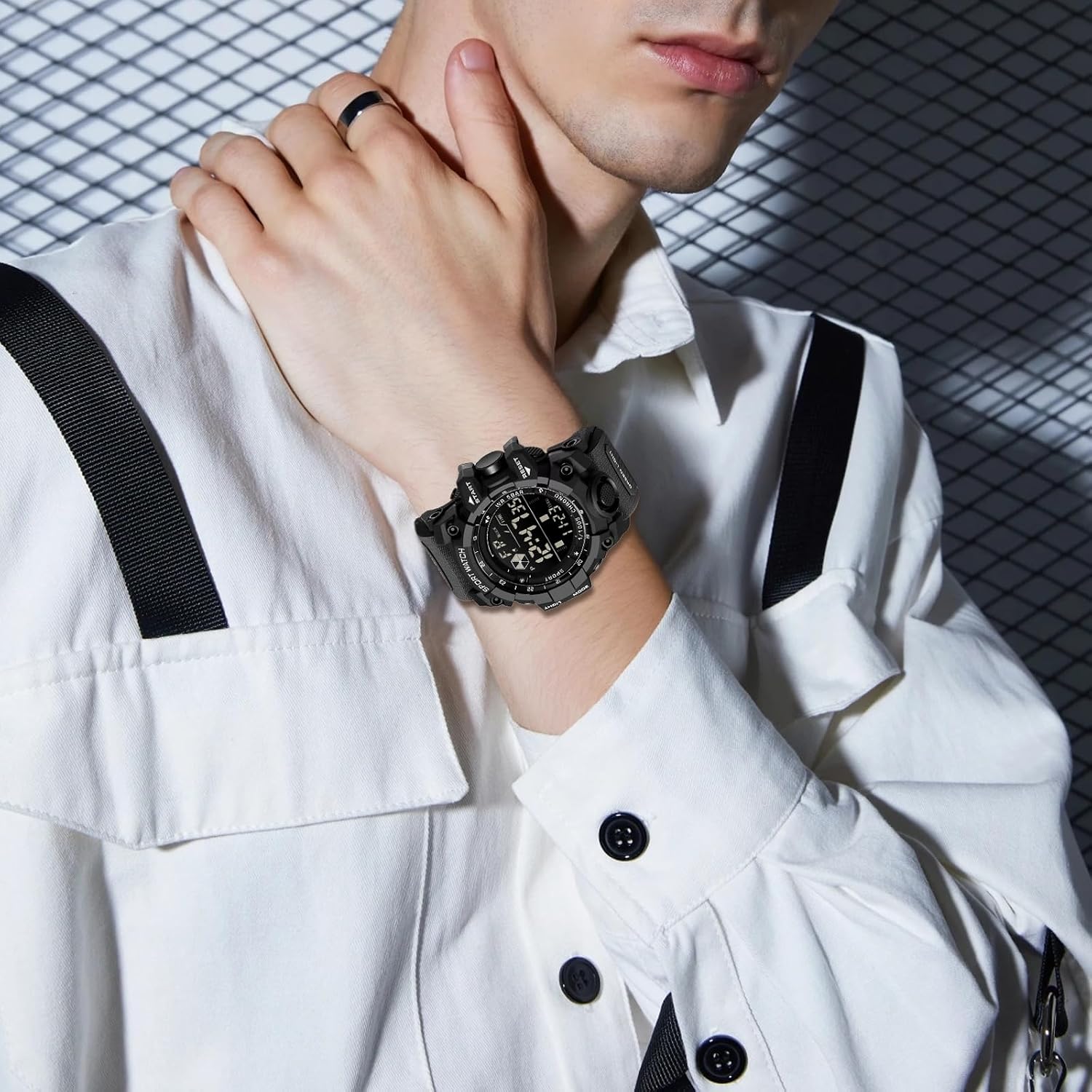 FANMIS Men's Digital Sport Watch Military LED Alarm Waterproof Quartz Watch | Tactical Outdoor Sport Watch Multi Function Led Display Alarm Stopwatch Date Quartz Rugged Style Daily Water Resistance