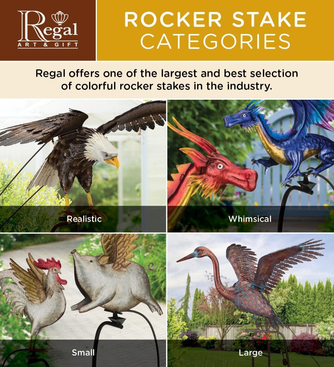 Regal Art & Gift Rocker Hummingbird Garden Stake, Kinetic Metal Yard Art