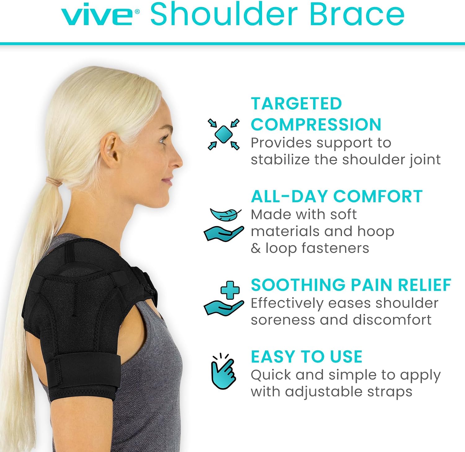 Vive Shoulder Brace for Women & Men - Injury Recovery Compression Support