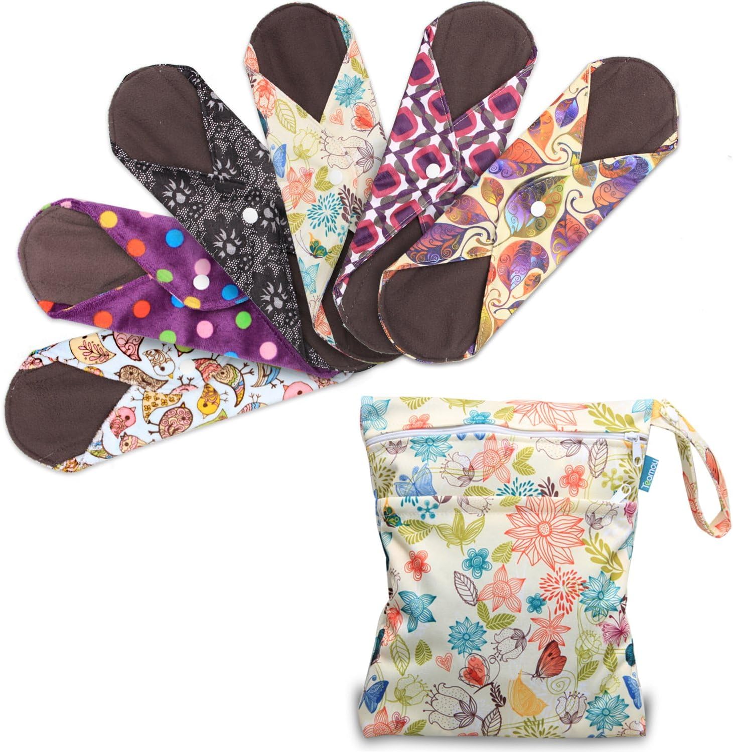 Teamoy 11.6" Reusable Menstrual Pads, Cloth Sanitary Pad, Panty Liners | Washable, Super-Absorbent, Soft and Comfortable