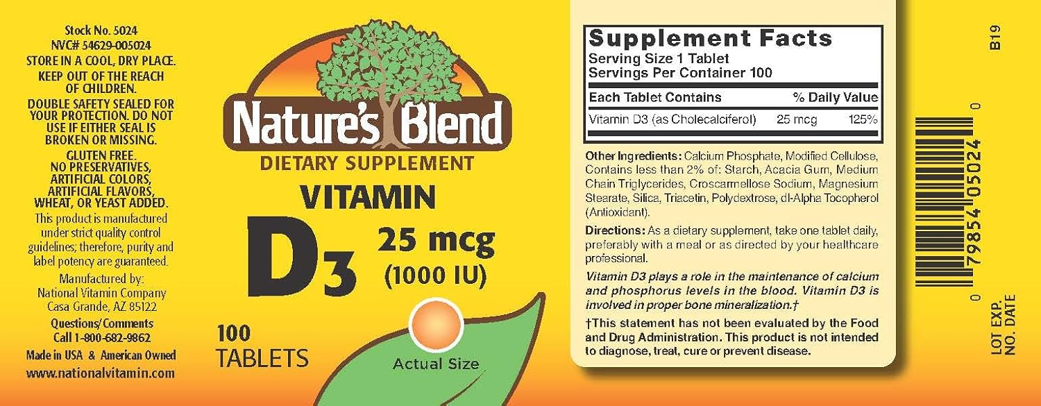 NAT B VIT D3 TB 1000IU 100 by Nature's Blend