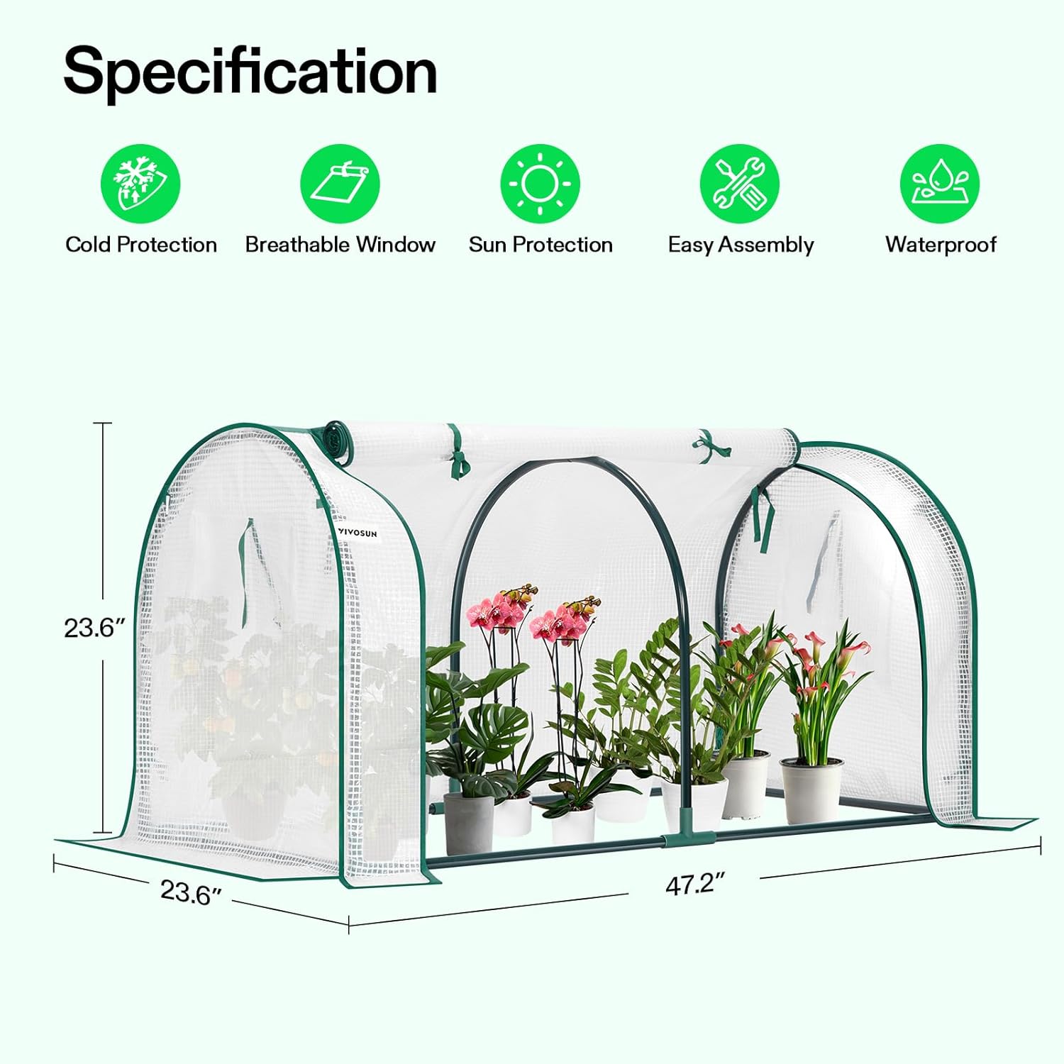 VIVOSUN Mini 4-Tier Greenhouse with Wheels