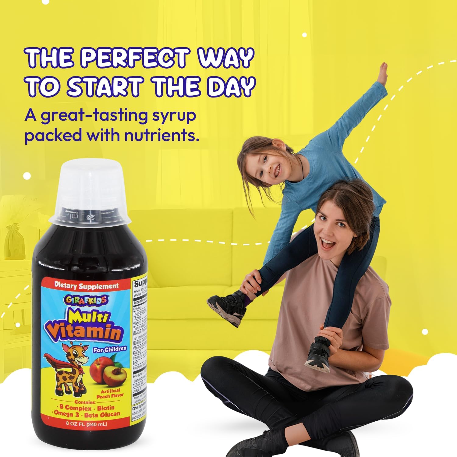 GirafKids Liquid Multivitamin for Kids with B Complex, 8 Fl Oz, Ages 4+