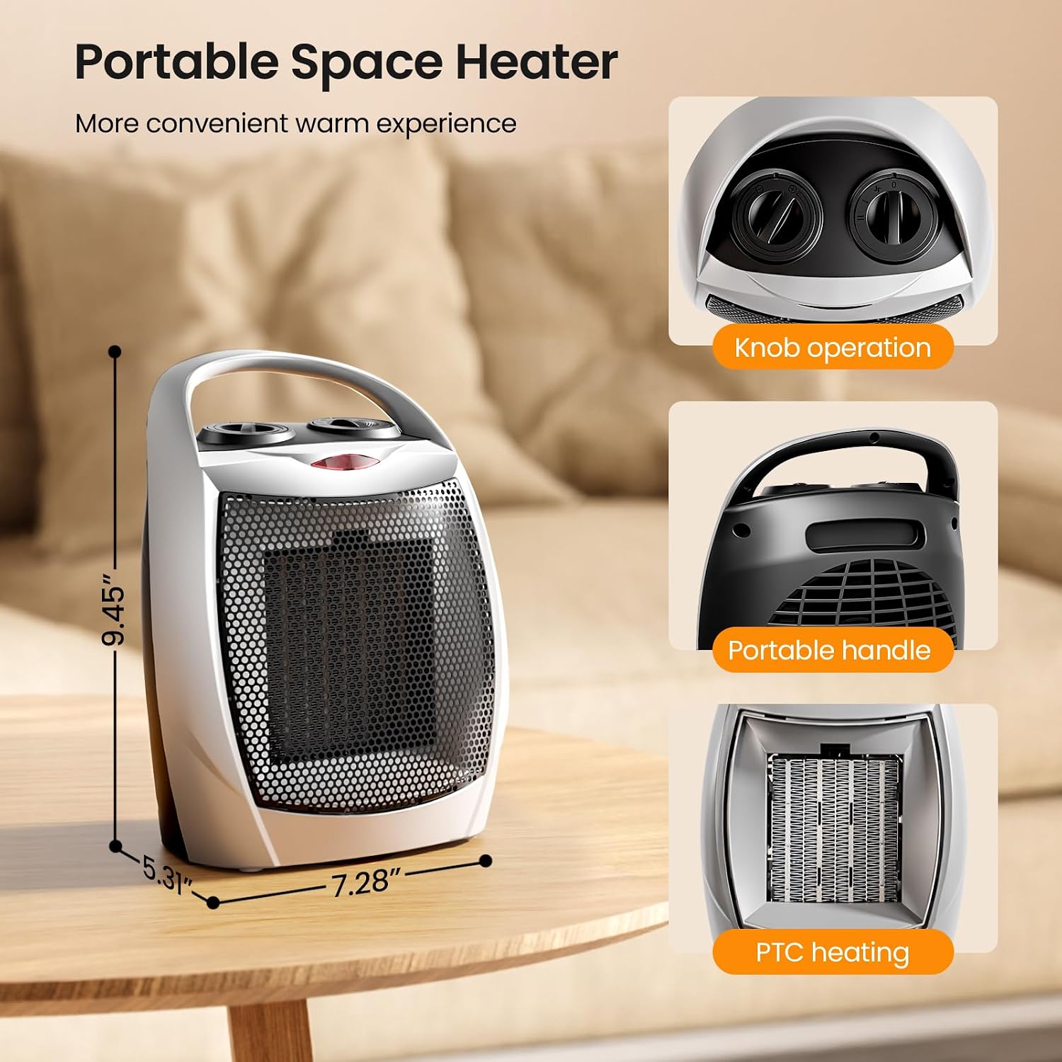 Kismile Small Electric Space Heater Ceramic Space Heater