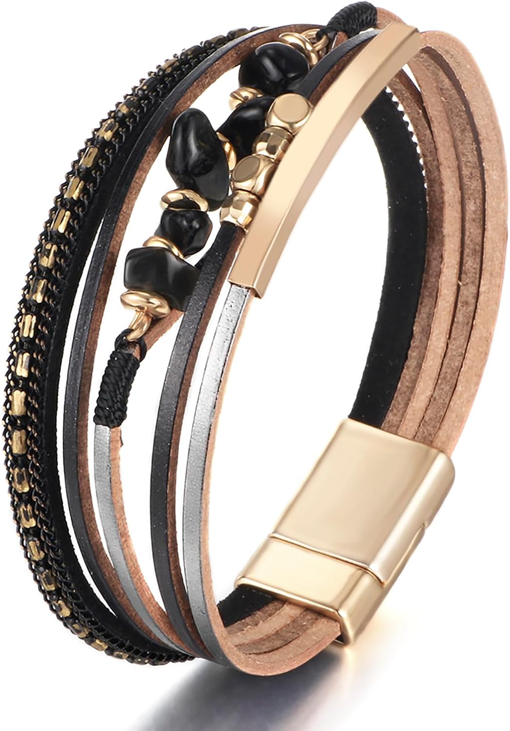 Fesciory Leather Wrap Bracelets for Women, Boho Western Layered Jewelry