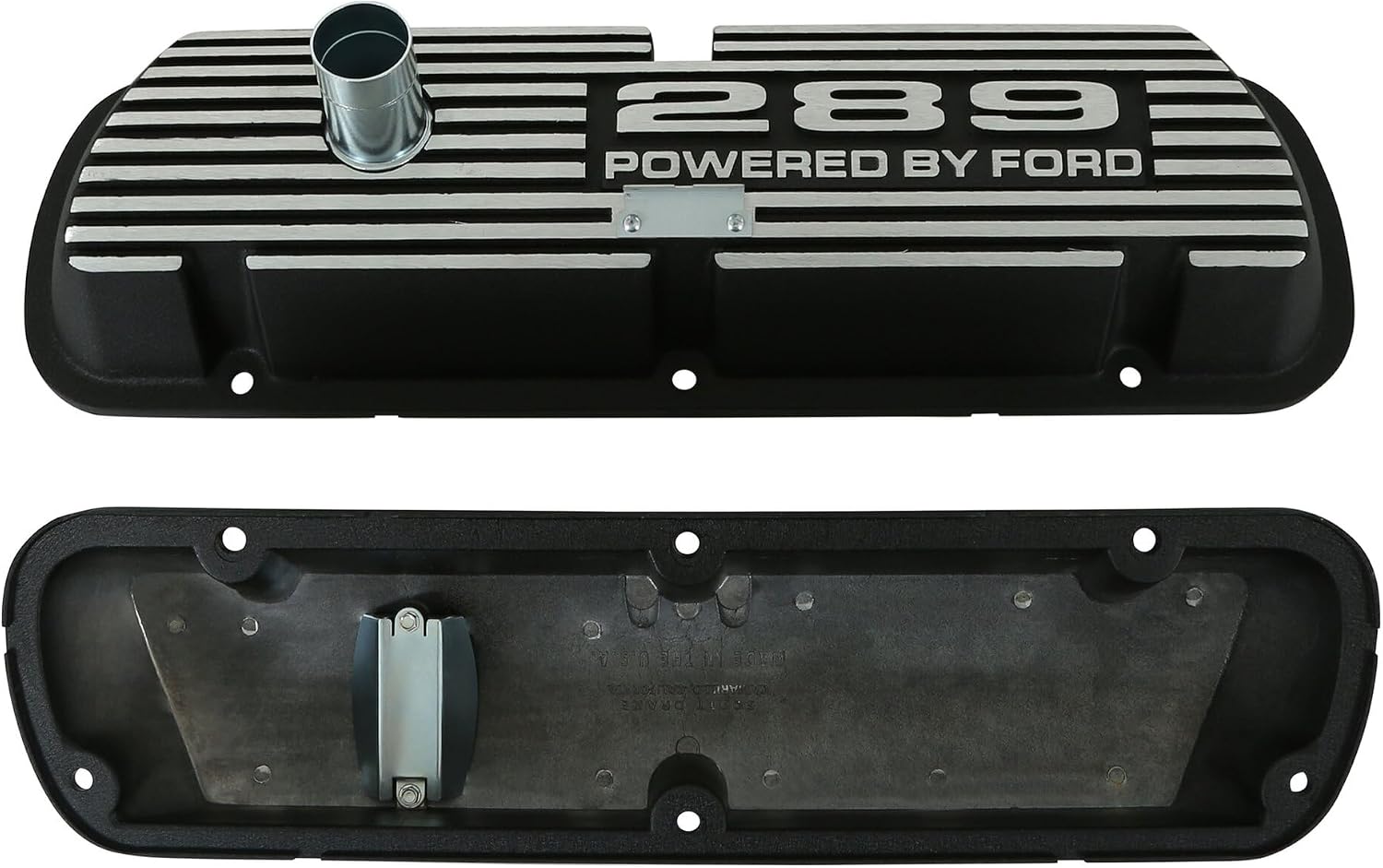 Aluminum Valve Covers with Official 289" "Powered by Ford Lettering in a Silver Powder Coated Finish, Compatible with 1964-1973 Ford Mustang