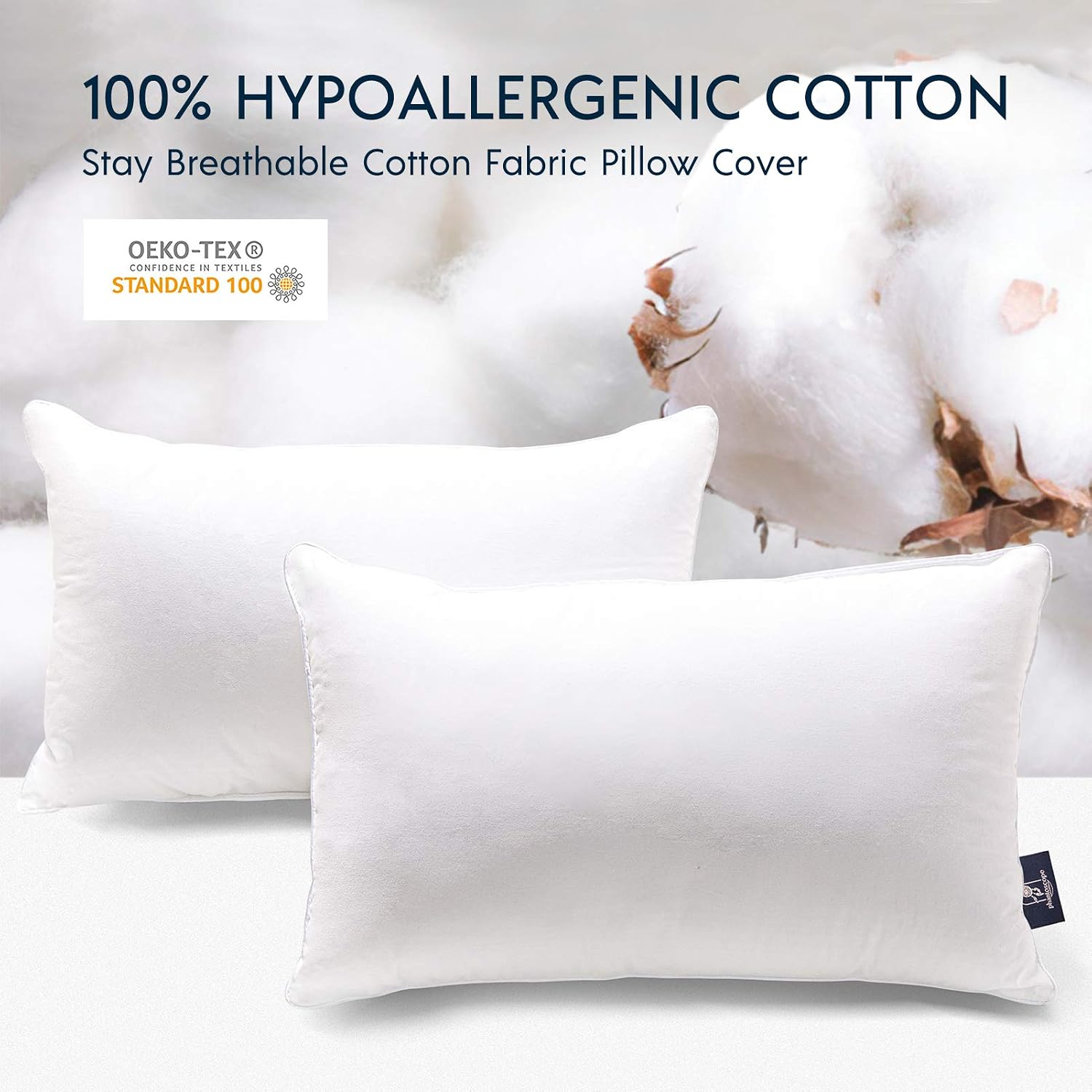 Phantoscope Throw Pillow Insert with 100% Cotton Cover, 26x26 Inch, 1 Pack