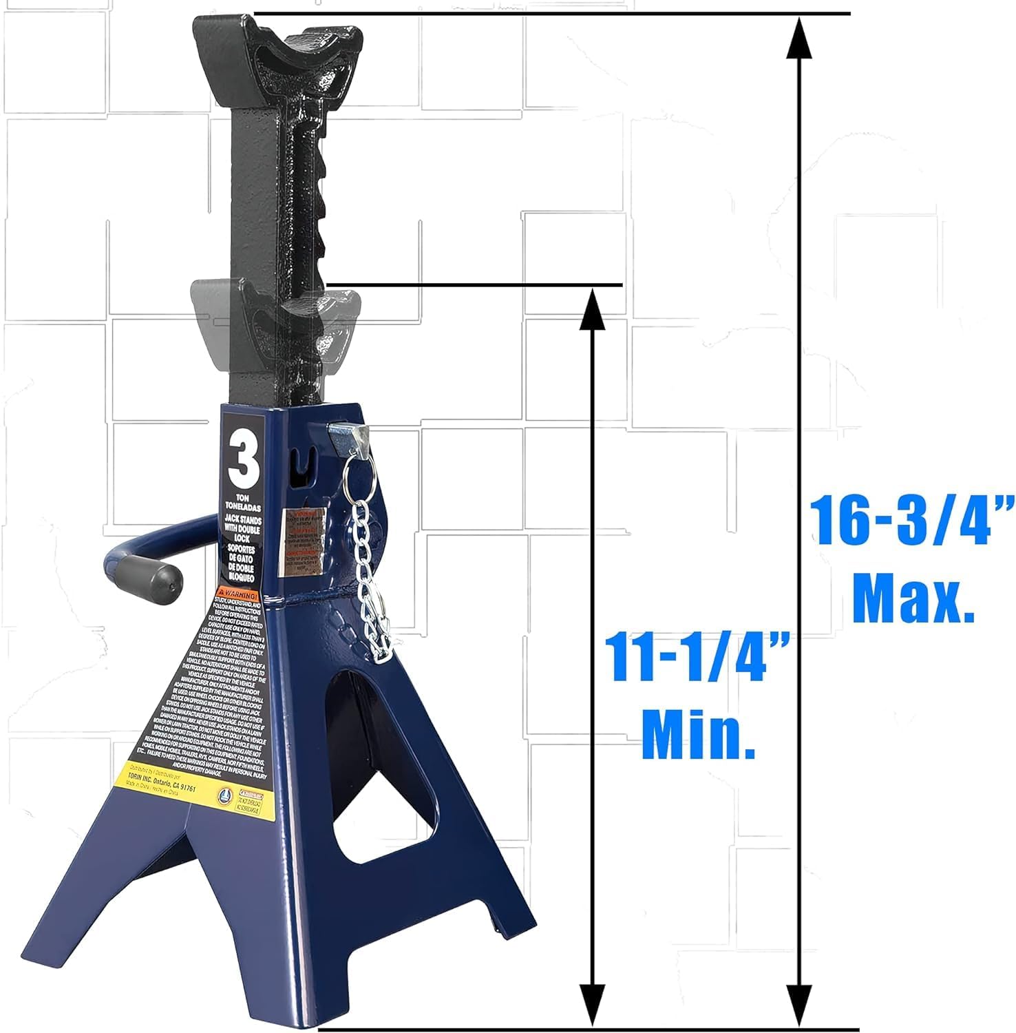 TCE TCE40753 Torin Steel Under Hoist Jack Stand: 3/4 Ton (1,500 lb) Capacity, Blue