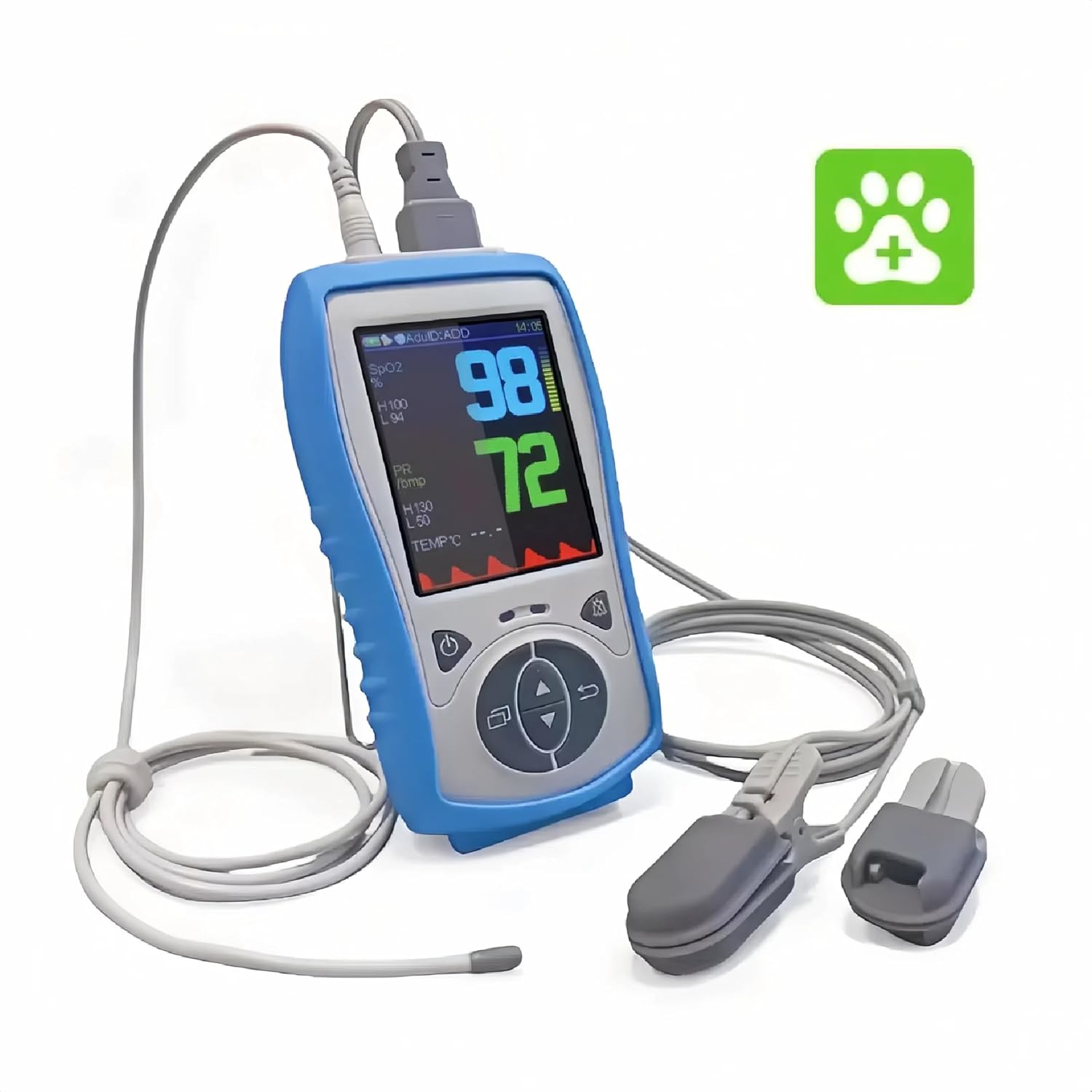 Plus Oximeter Veterinary Handheld Pulse Oximeter for SPO2, Heart Rate, Rectal Temperture, Include Rechargeable Battery (30-Day Guarantee)