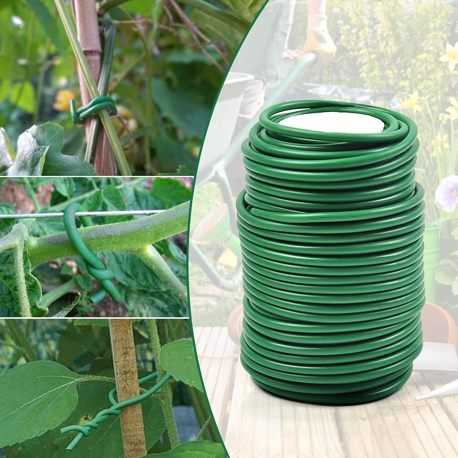 Decoroca Soft Plant Ties for Support - 65.6' Reusable Waterproof Plant Wire, 3.5mm Garden Twist