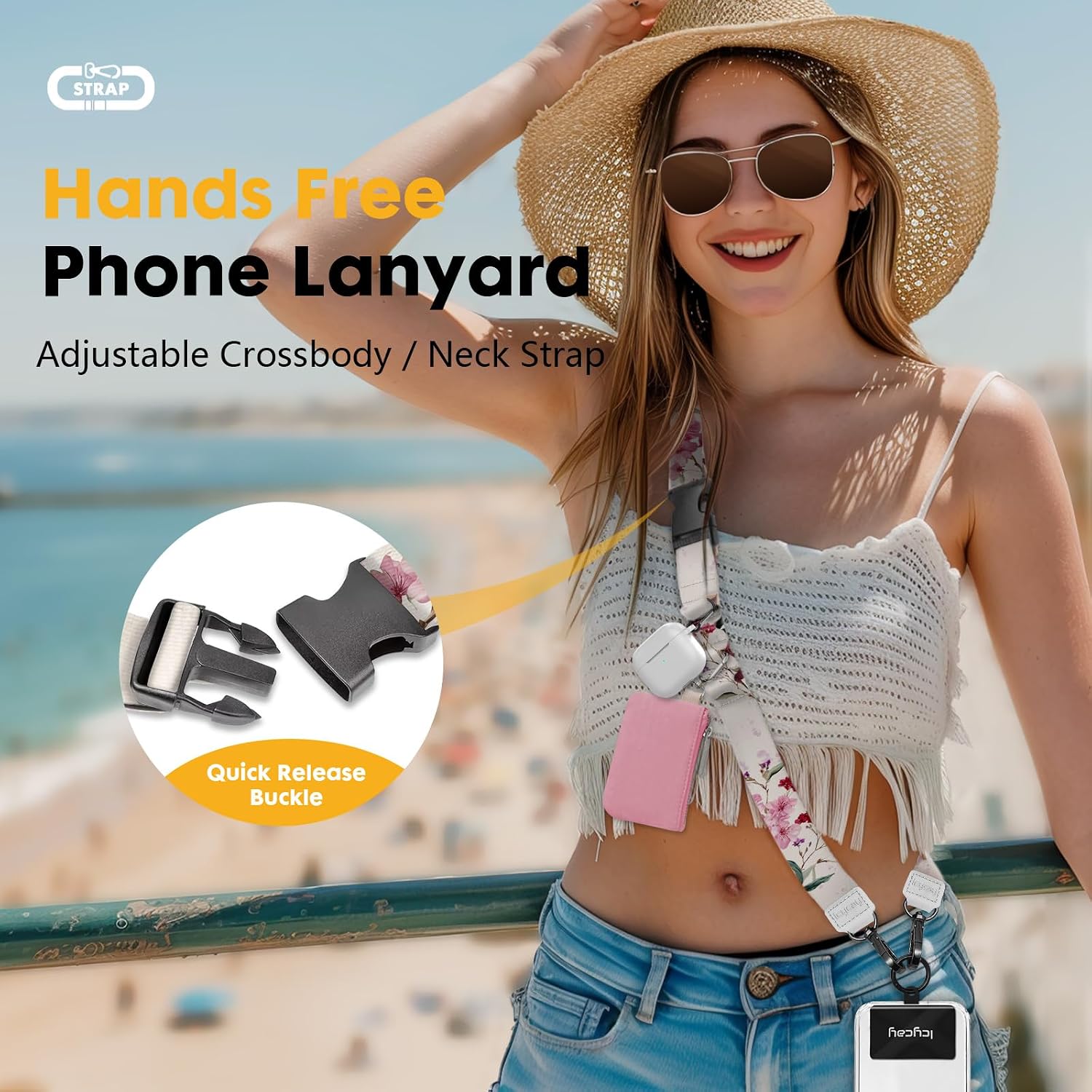 Icycay Phone Lanyard Crossbody Strap Neck Adjustable Teacher Women Cat