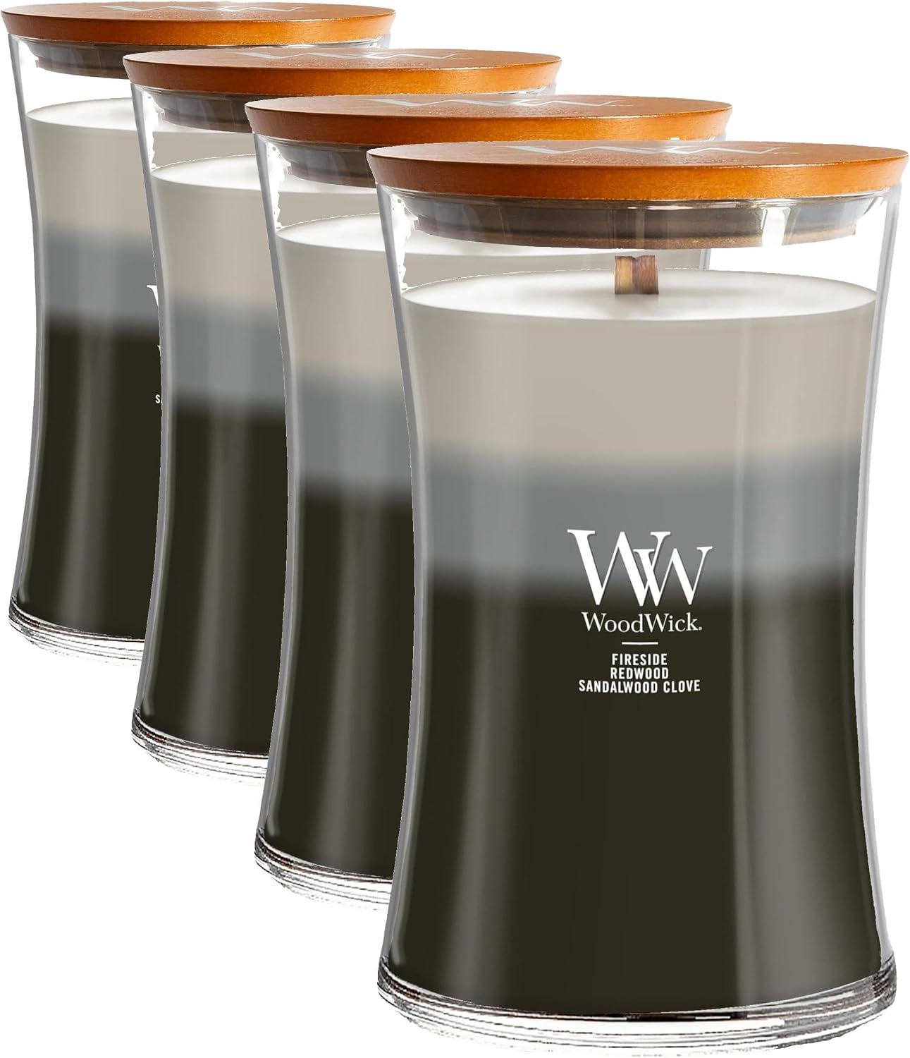 WoodWick Café Sweets Trilogy Holiday Candle Gifts for Women and Men, 9.7 oz Medium Hourglass Trilogy Candle with Crackling Wick