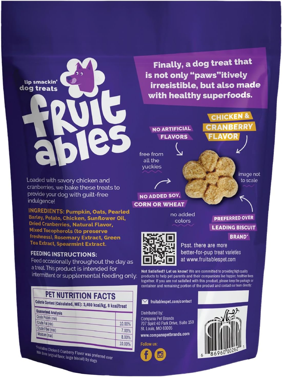 Fruitables Baked Dog Treats, Low Calorie Treats, Pumpkin & Banana, 7oz | Healthy Dog Treats, Training Treats, Crunchy Dog Biscuits, Limited Ingredient Recipe, Healthy Puppy Snacks, Made in USA