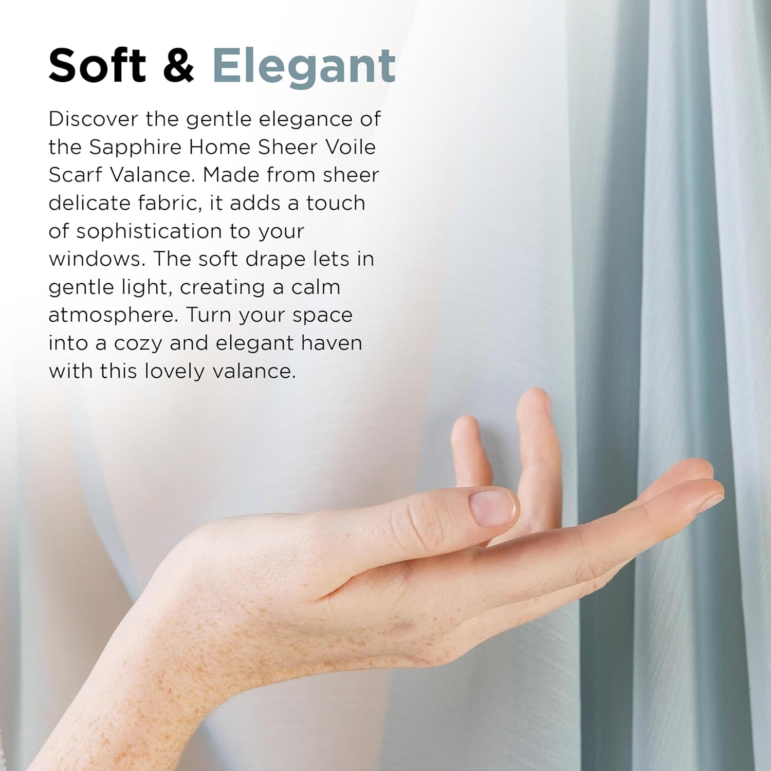 Sapphire Home Window Scarf Valance Curtains - Extra Long Sheer Valances for Windows - Voile Swag Curtains for Living Room, Kitchen, and Bedroom Decor
