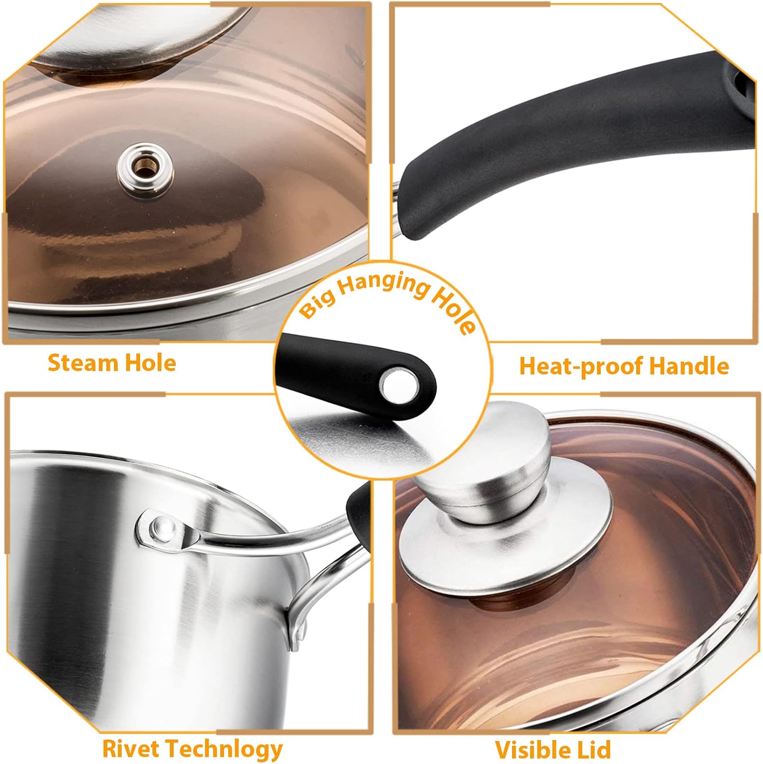 P&P CHEF 1 Quart Sauce Pan With Lid, Small Pot Saucepan, 1 Pc