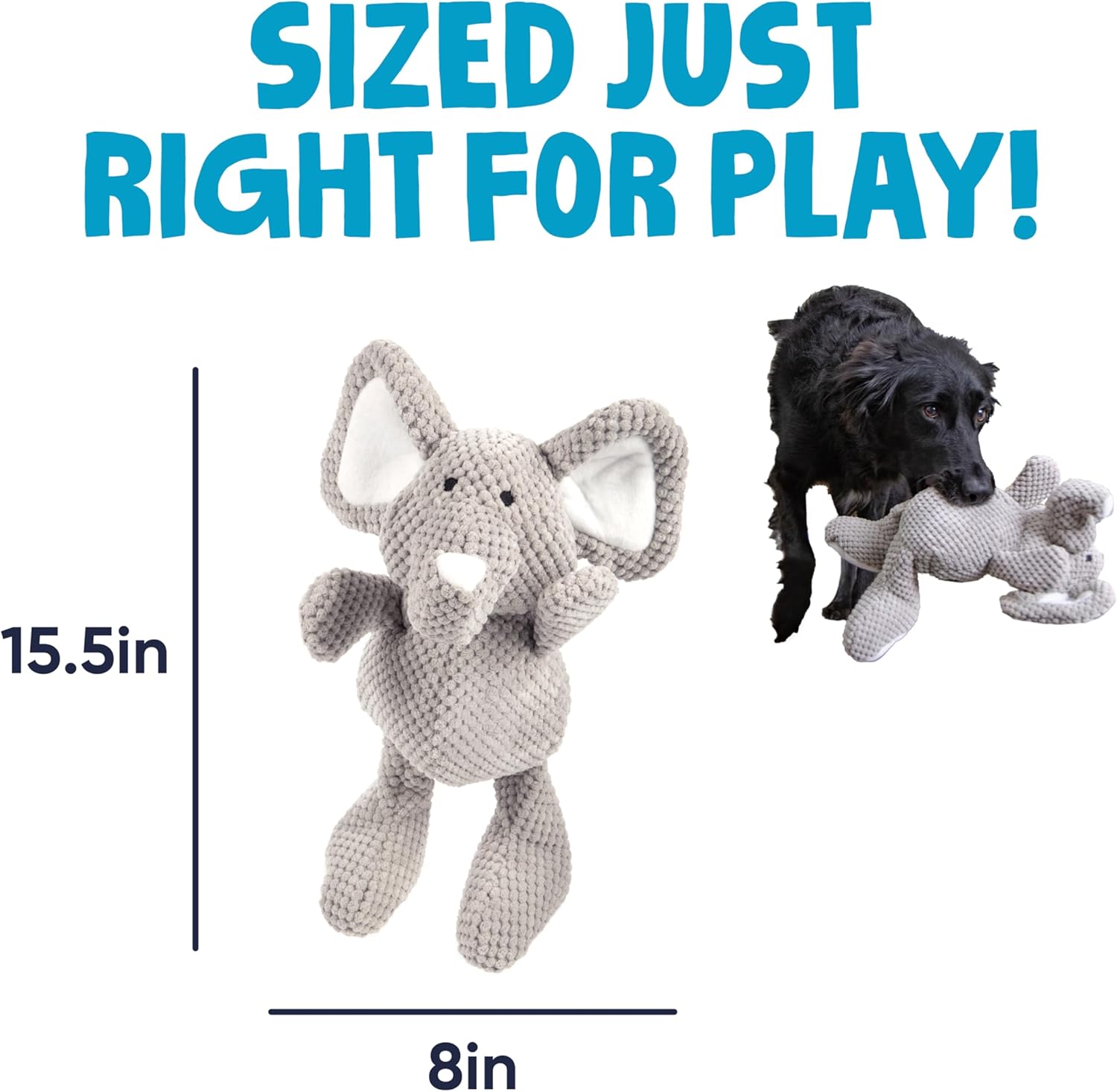 goDog Checkers Just for Me Skinny Cow Squeaky Plush Dog Toy, Chew Guard Technology - White, Mini