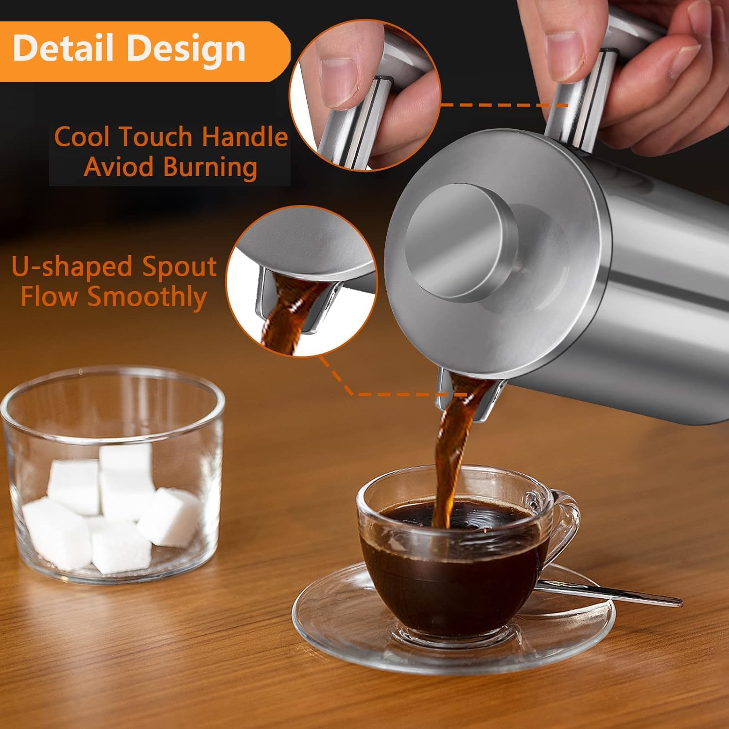 Black French Press Stainless Steel 34oz