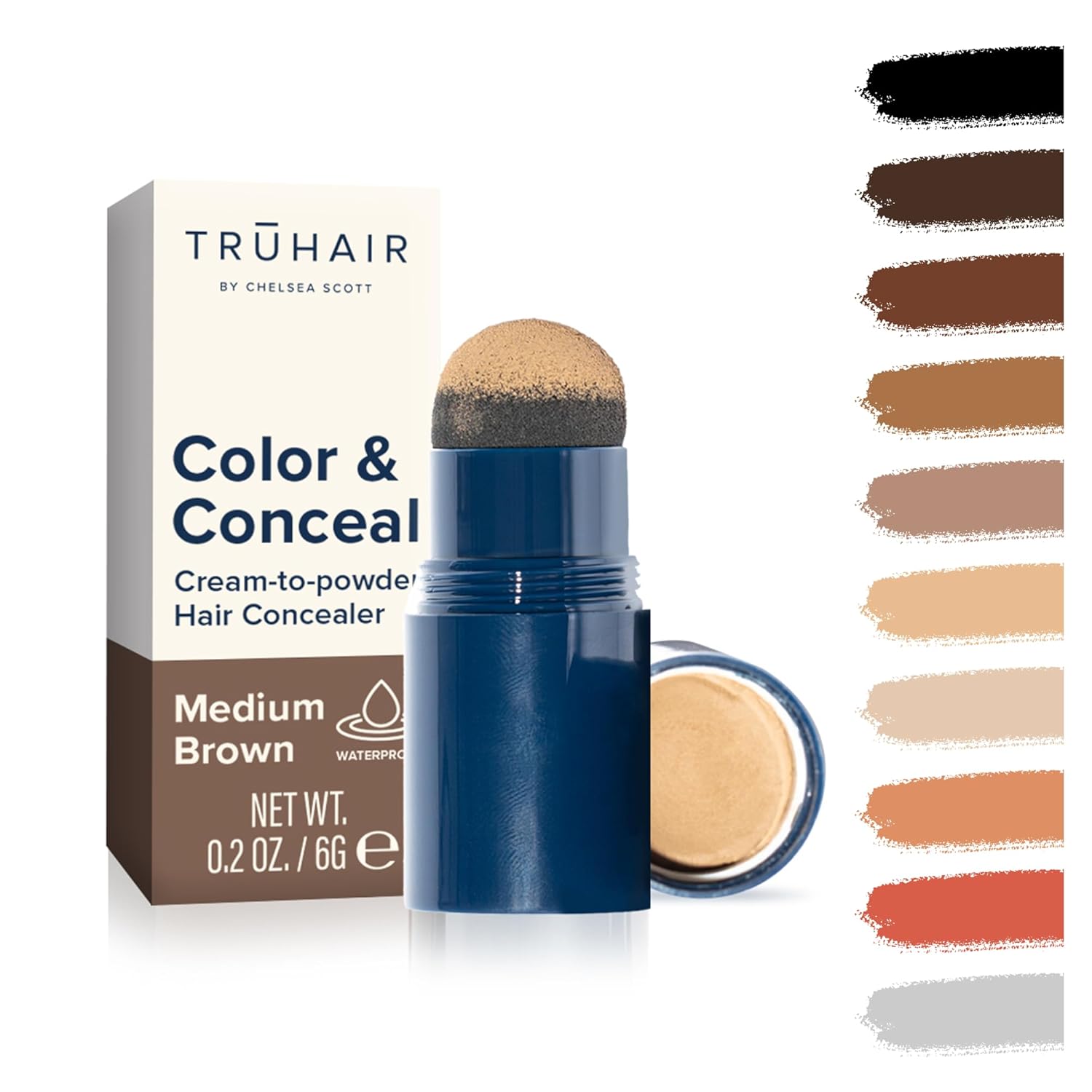 TRUHAIR Color & Conceal Waterproof Root Touch Up Hair Color for Gray Hair Coverage - Instant Root Cover Up Hair Powder for Women & Men - Bald Spot