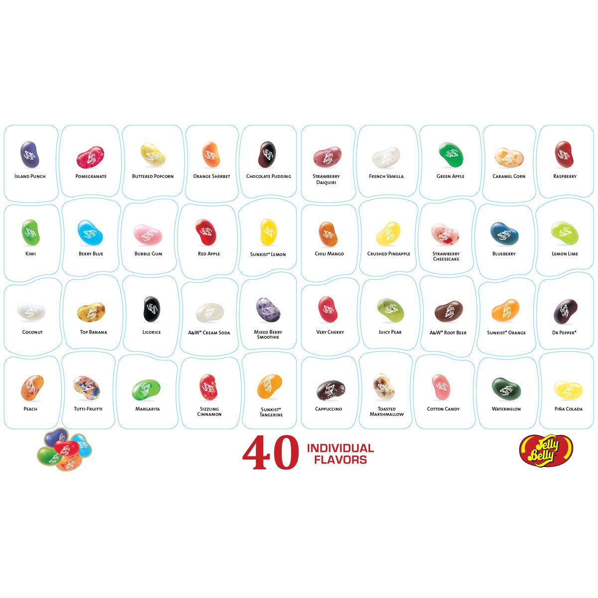 Jelly Belly Beananza 40-Flavor Jelly Bean Gift Box - Over 1 Pound of Candy - Genuine, Official, Straight from the Source